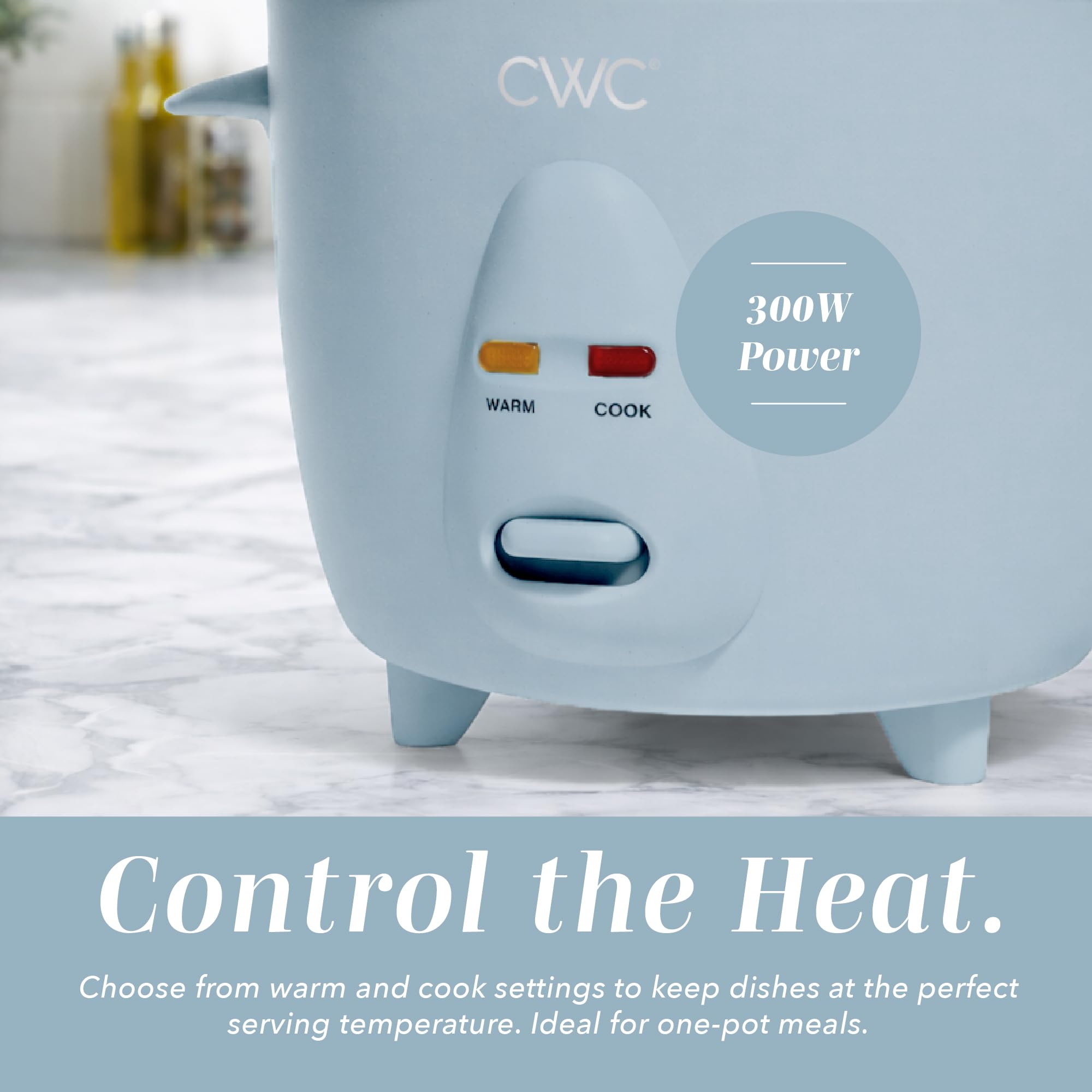 COOK WITH COLOR 6 Cup Rice Cooker 300W - Effortless Cooking and Perfectly, Cooks 3 Cups of Raw Rice for 6 Cups of Cooked Rice, Floral Blue