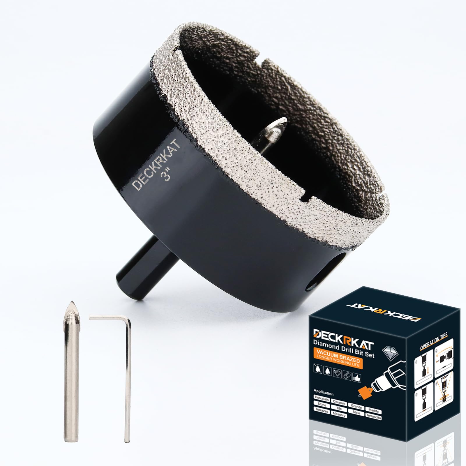 1 Inch Diamond Hole-Saw Bits with Pilot Drill Bit - 2pc 1" Diamond Tipped Tile Hole Saws with Guiding Bit Accurate Drilling for Porcelain Tile Ceramic Pottery Granite Stone Glass Bottles 25mm