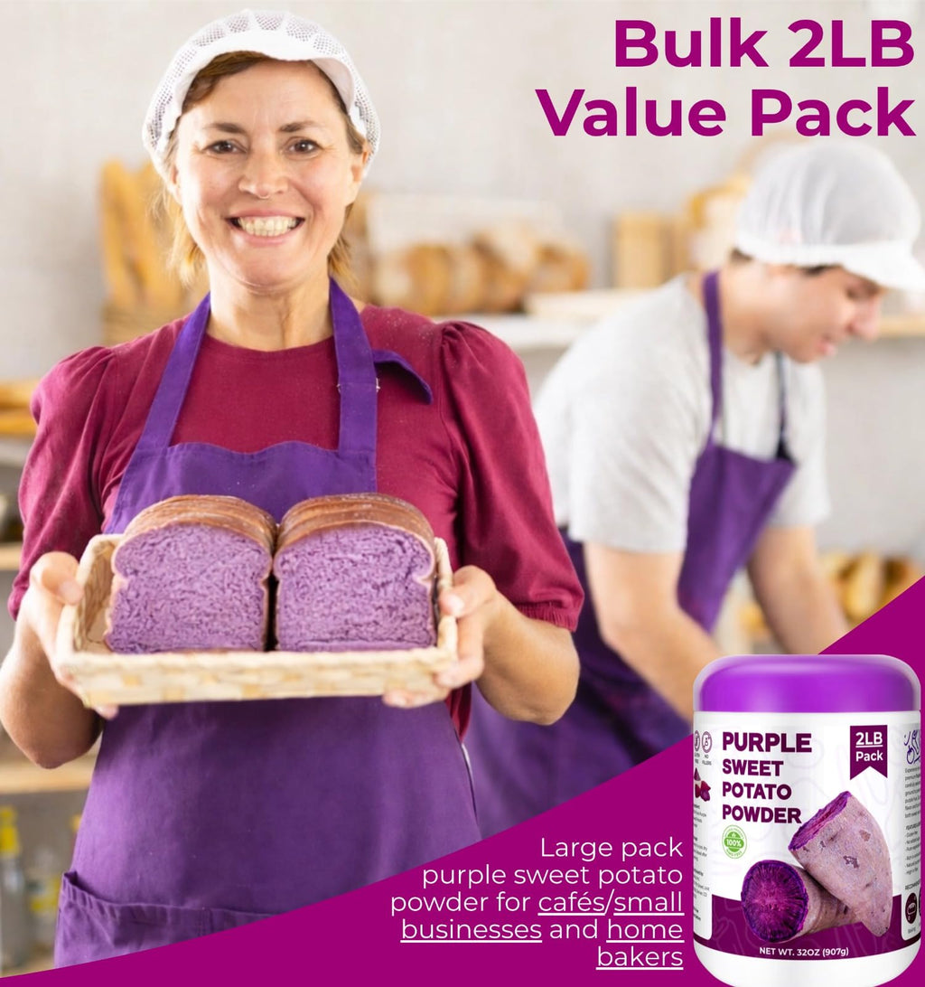 Purple Sweet Potato Powder 11.5oz (326g) - Natural Food Coloring for Baking, Drinks & Smoothies｜Ube/Purple Yam Alternative, Non-GMO, Gluten-Free, Resealable Pack