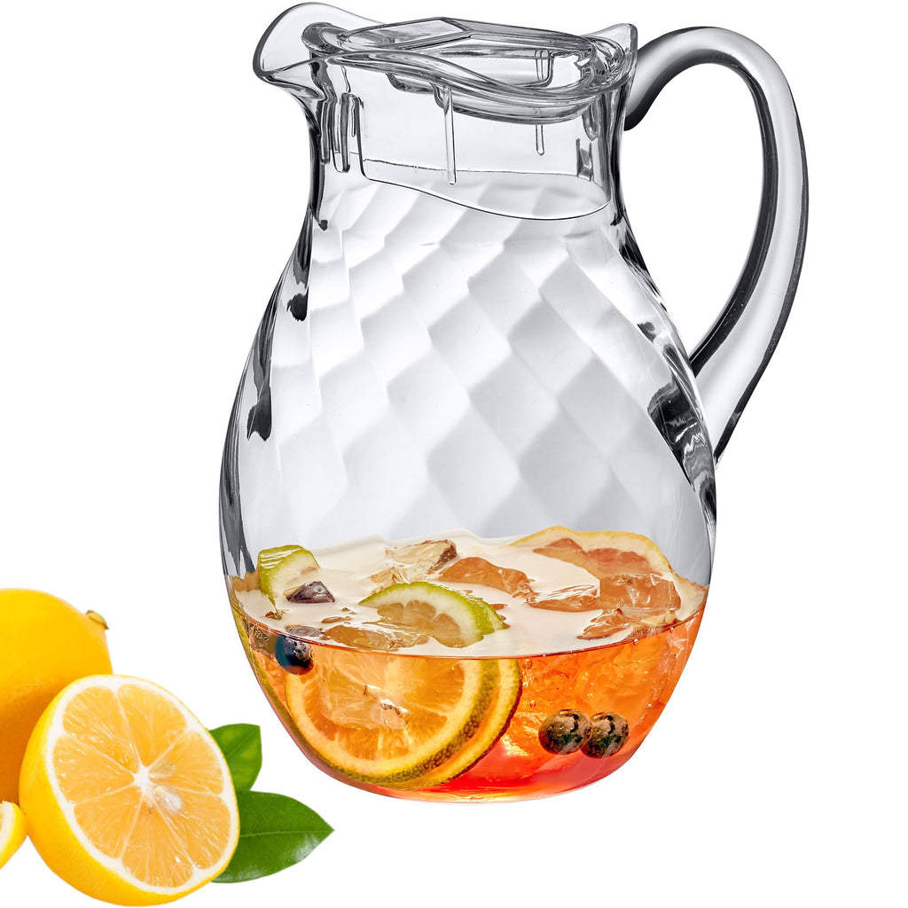 Amazing Abby - Bubbly Whirly - Plastic Pitcher (64 oz, 2 Quart), Clear Water Pitcher with Lid, Fridge Jug, BPA-Free, Shatter-Proof, Great for Iced Tea, Sangria, Lemonade, Juice, Milk, and More