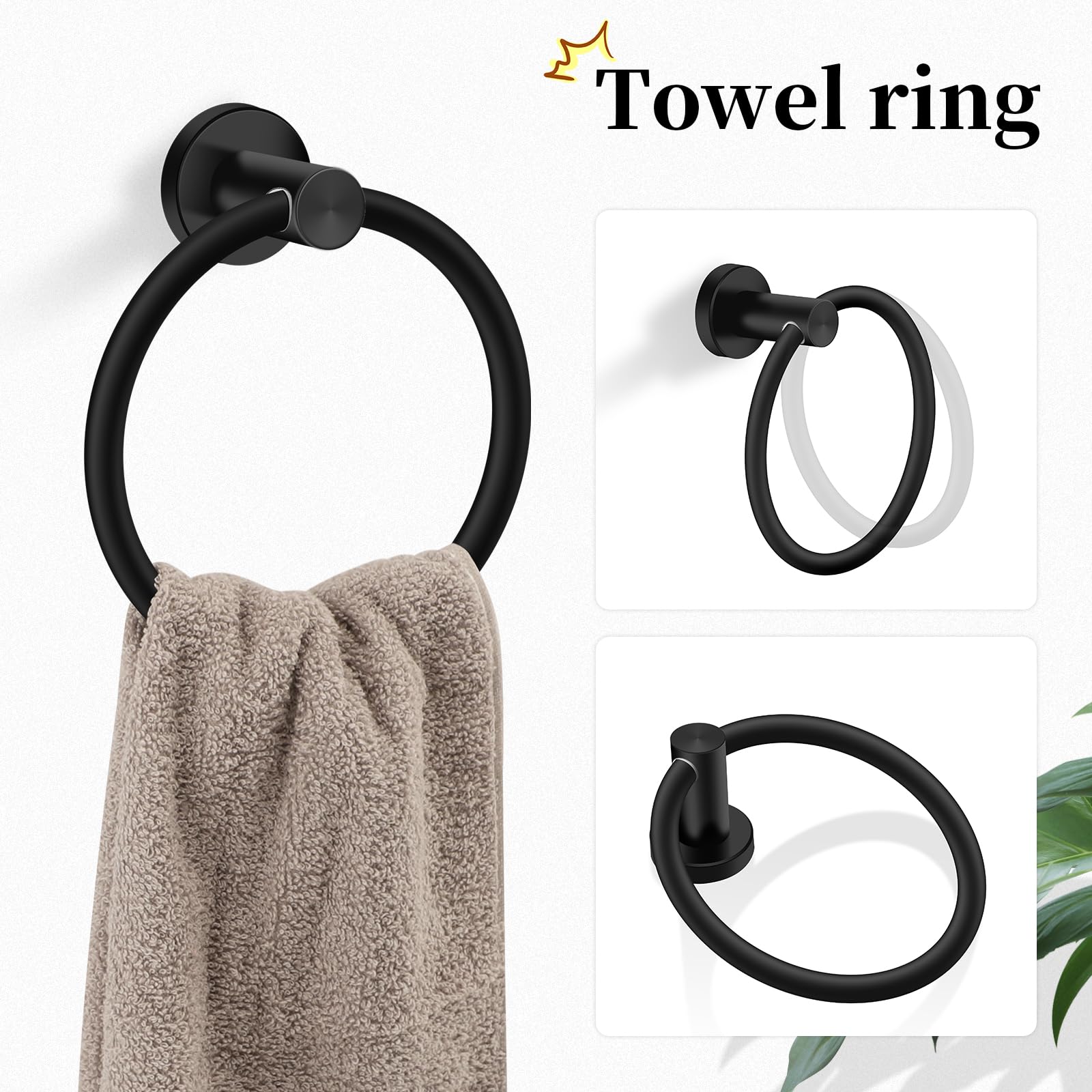Brushed Gold Bathroom Hardware Accessories Set 5 Piece, Stainless Steel Bath Towel Bar Set 24 Inch,Toilet Paper Holder,Towel Ring Holder,Towel Rack Set,Gold Bathroom Accessories Kit
