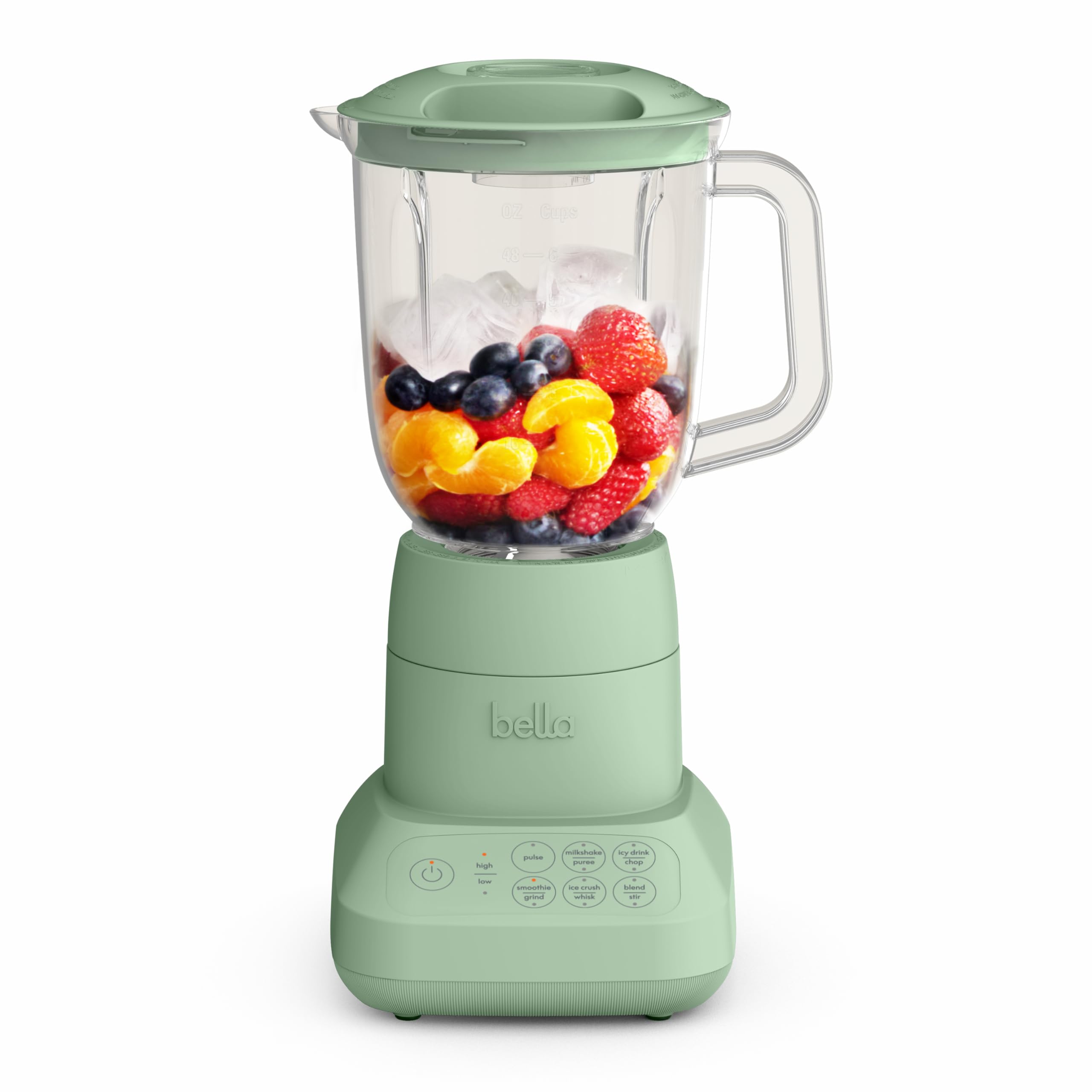 bella 10 Speed Countertop Blender, Juicer & Smoothie Maker, Fits-anywhere™ Kitchenware, Slim Flip & Store Design, Dishwasher Safe 48oz Capacity Pitcher & Lid, Stainless Steel Blade, 450 Watt, Blossom