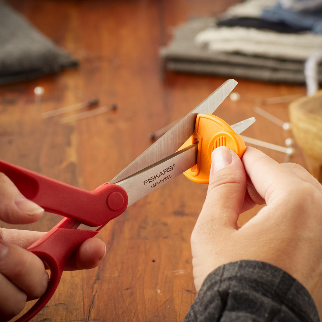 Fiskars 8" Original Orange-Handled Stainless Steel Scissors, Ergonomic and Keeps Material Flat, Sharp All-Purpose Paper and Fabric Scissors for Office, Arts, and Crafts