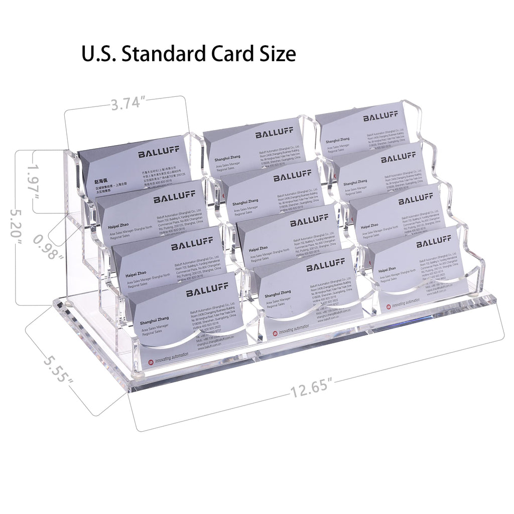 HeZone Business Card Holder for Desk Display, Clear Acrylic Cards Organizer Stand for Men and Women, Business Cards Case Rack 1 Pack, Holds 50 Cards-1 Slot