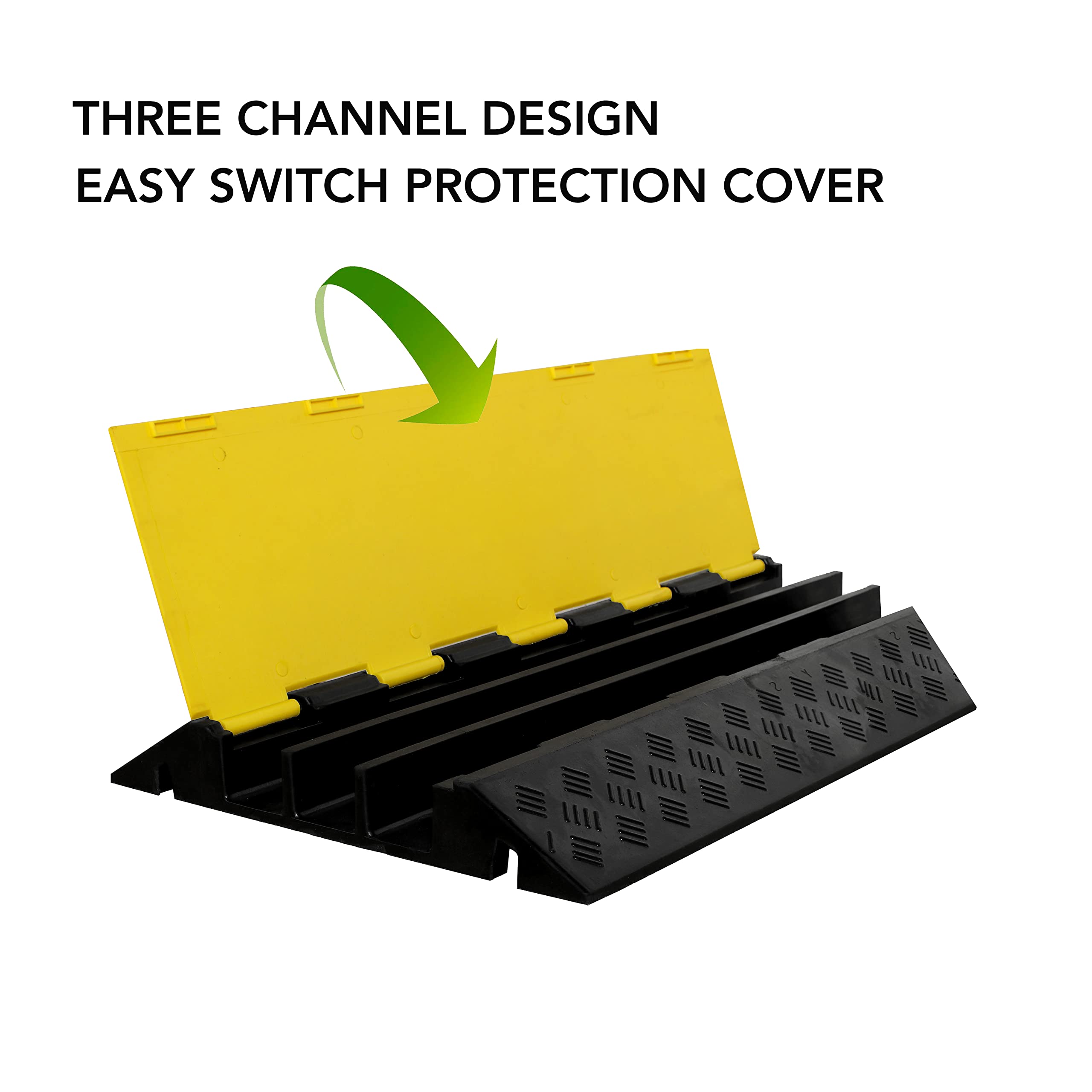 4 Pack Rubber Cable Ramp Hose Cable Protector Ramp 1 Channel 11000Lbs Load Capacity Traffic Speed Bump Wires Power Lines Extension Cord Cover for Indoor Outdoor