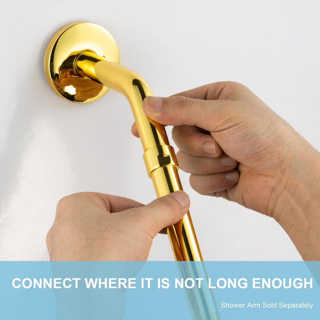 OFFO Shower Head Extension Arm, Shower Arm Extension Shower Head Extender Made of 304 Stainless Steel Shower Pipe Extension, Bright Gold 3 in