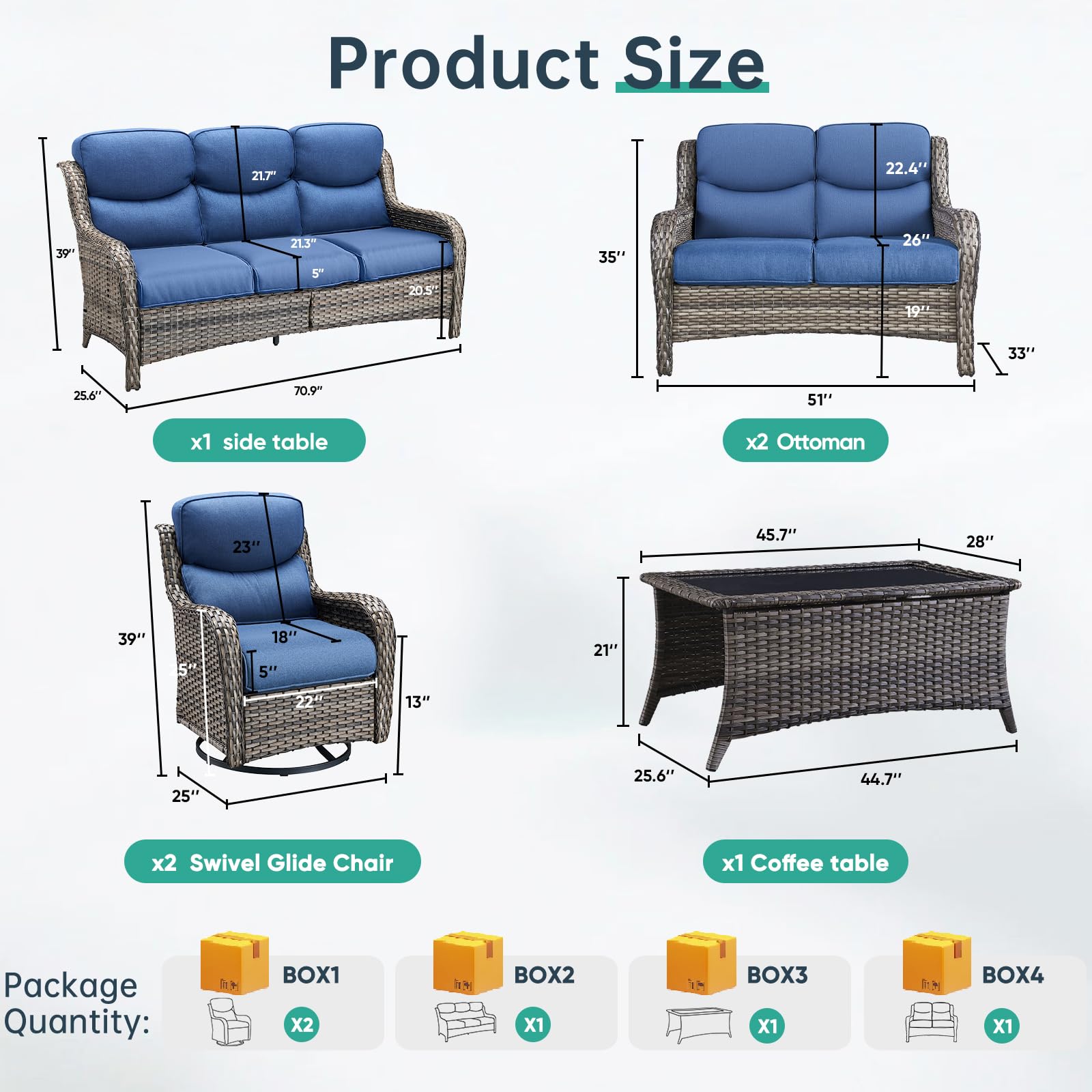 Swivel Patio Chairs Set of 2 with 5" Thick Cushion - Wicker Outdoor Swivel Rocker Patio Chairs, High Back Comfortable Outdoor Glider Chair for Balcony, Porch, Deck, Poolside - Brown/Beige