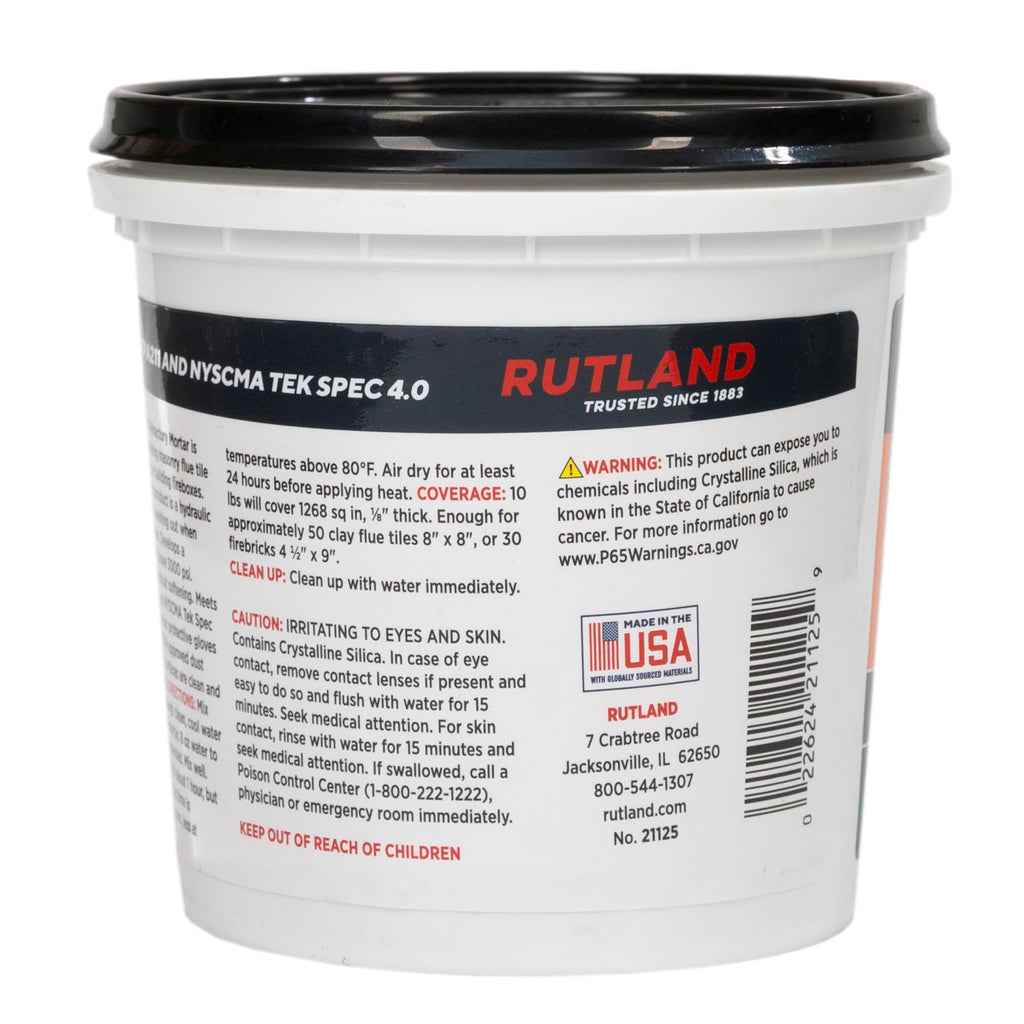 Rutland Dry Mix 211 Refractory Mortar 2.5 Pound - USA-Made High Temperature Mortar for Masonry - 2550°F Fire Cement Patch for Fireplace Brick, Fire Pit, Kiln, Forge & Pizza Oven Repair