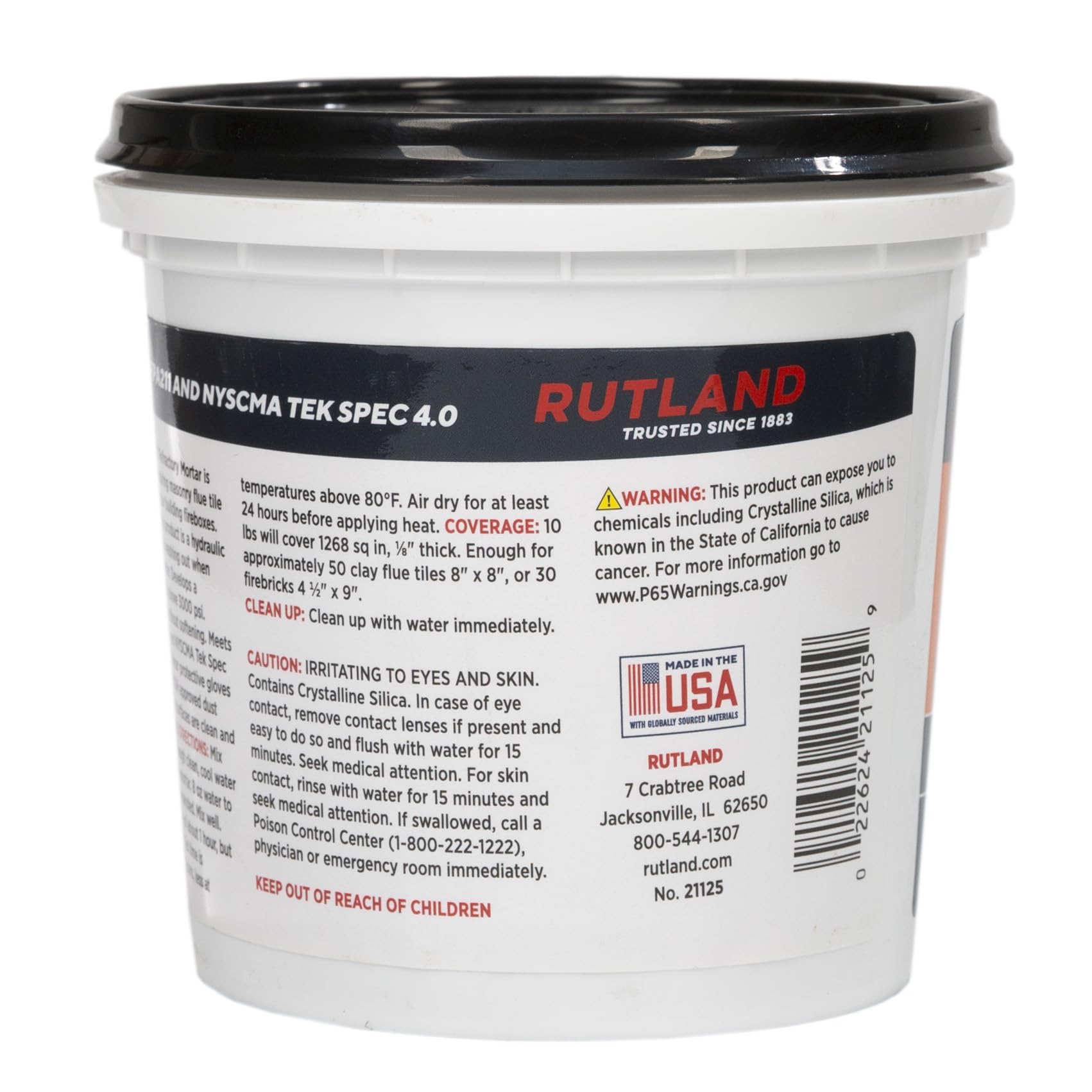 Rutland Dry Mix 211 Refractory Mortar 2.5 Pound - USA-Made High Temperature Mortar for Masonry - 2550°F Fire Cement Patch for Fireplace Brick, Fire Pit, Kiln, Forge & Pizza Oven Repair