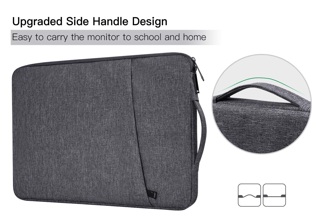 15.6 Inch Portable Monitor Case, Protective Carrying Sleeve Compatible with KYY MNN InnoView Most 16.1/15.6 in Monitors, Water Resistant Monitors Bag with Accessory Pocket, Black