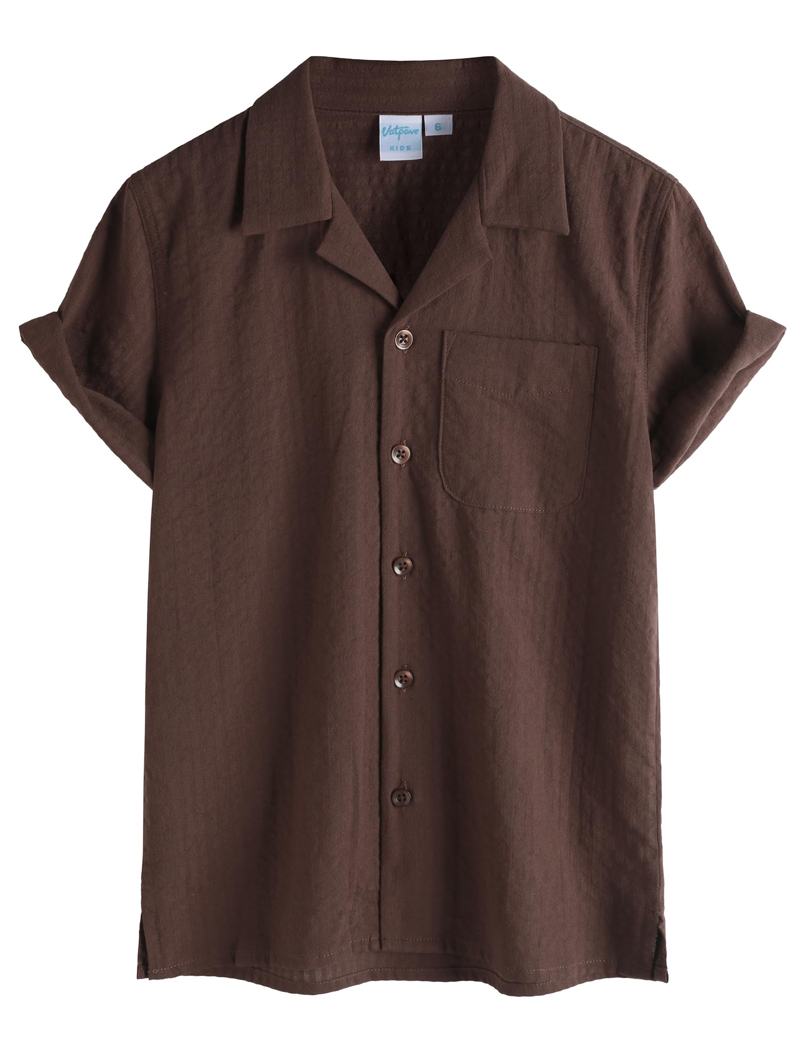 VATPAVE Boys Button Down Shirt Short Sleeve Casual Hawaiian Shirt Cuban Collar Summer Beach Shirts with Pocket