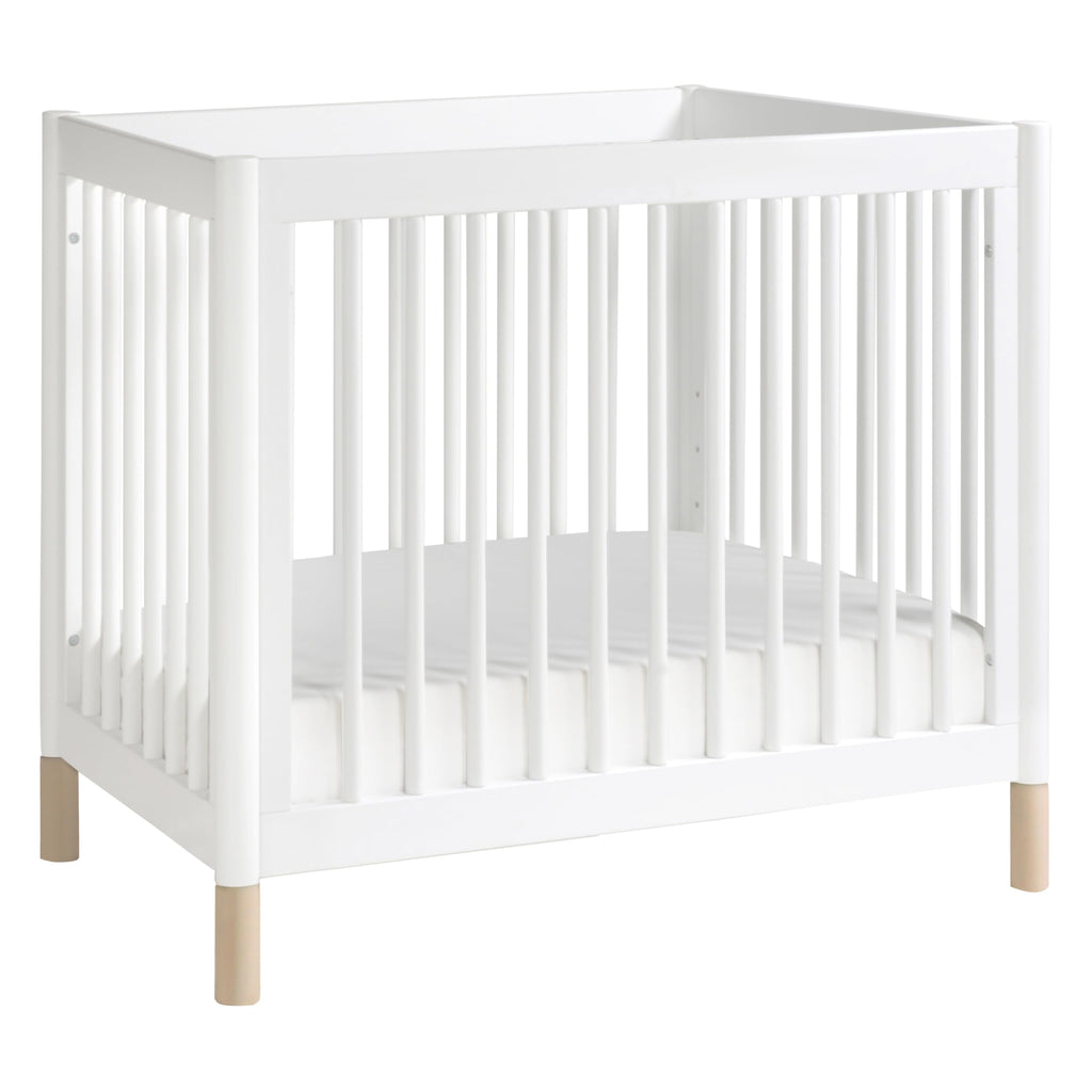 Babyletto Gelato 4-in-1 Convertible Mini Crib with Toddler Bed Conversion in Honey with Vegan Tan Leather Feet, Greenguard Gold Certified