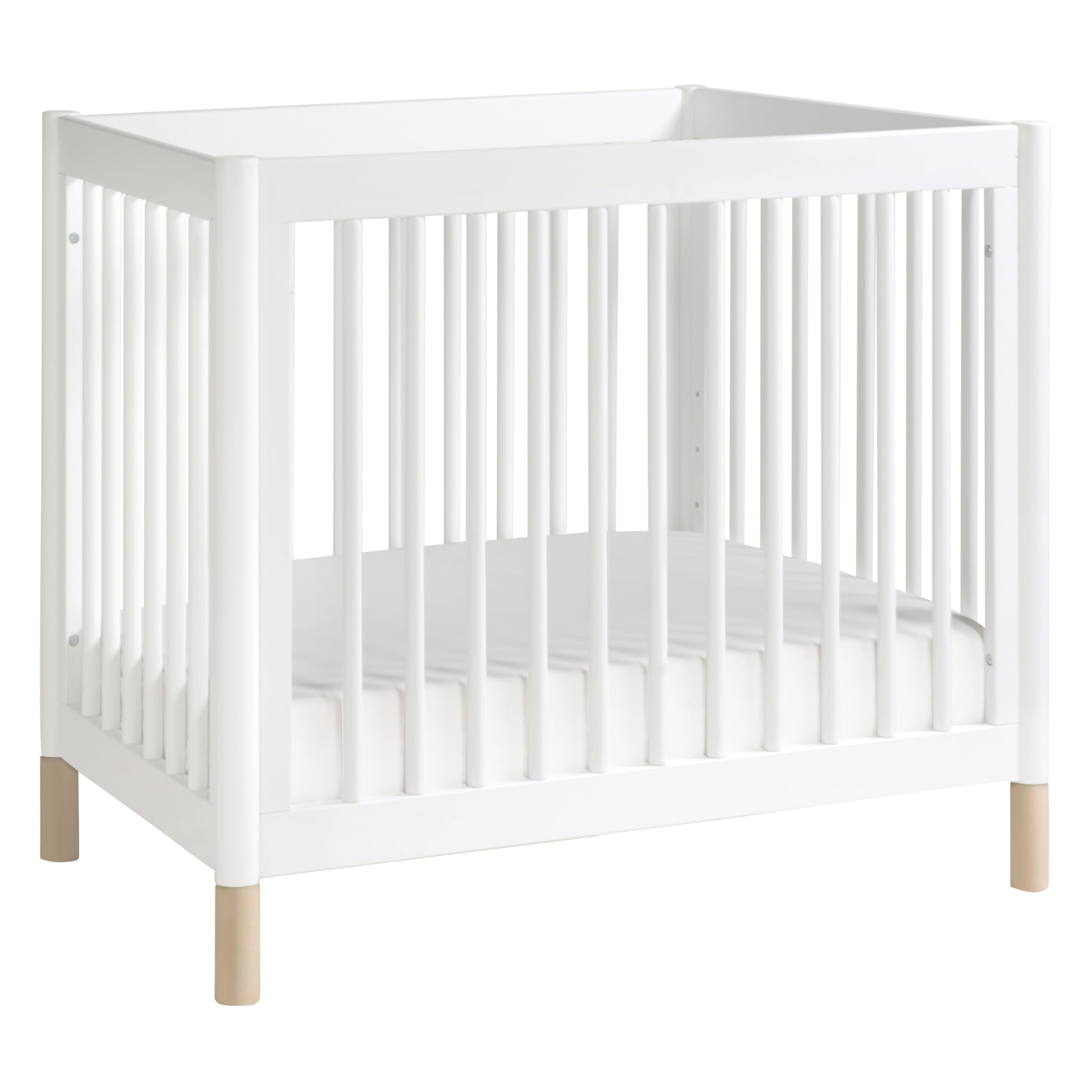 Babyletto Gelato 4-in-1 Convertible Mini Crib with Toddler Bed Conversion in Honey with Vegan Tan Leather Feet, Greenguard Gold Certified