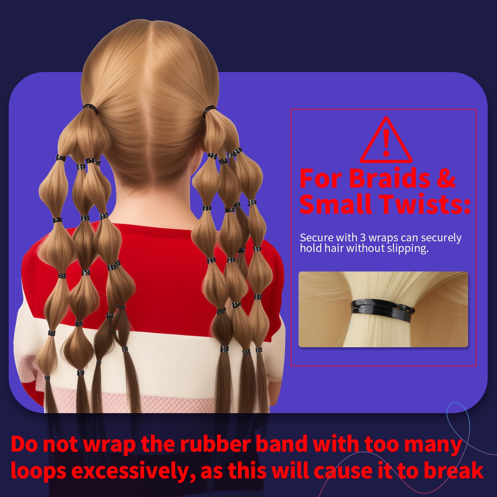 Teenitor Clear Elastic Hair Bands, 2000pcs Mini Hair Rubber Bands, Hair Ties, Soft Hair Elastics Ties, 2mm in Width and 30mm in Length