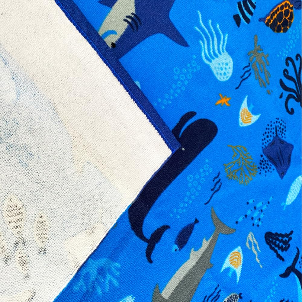 Kids Beach Towel Velour Terry Blanket Throw 100% Cotton Super Soft Absorbent 25.5X51 inches for Bath Swimming Sports Camping Holiday Picnic, Bus Coconut Parasol Lounge Audio Player.