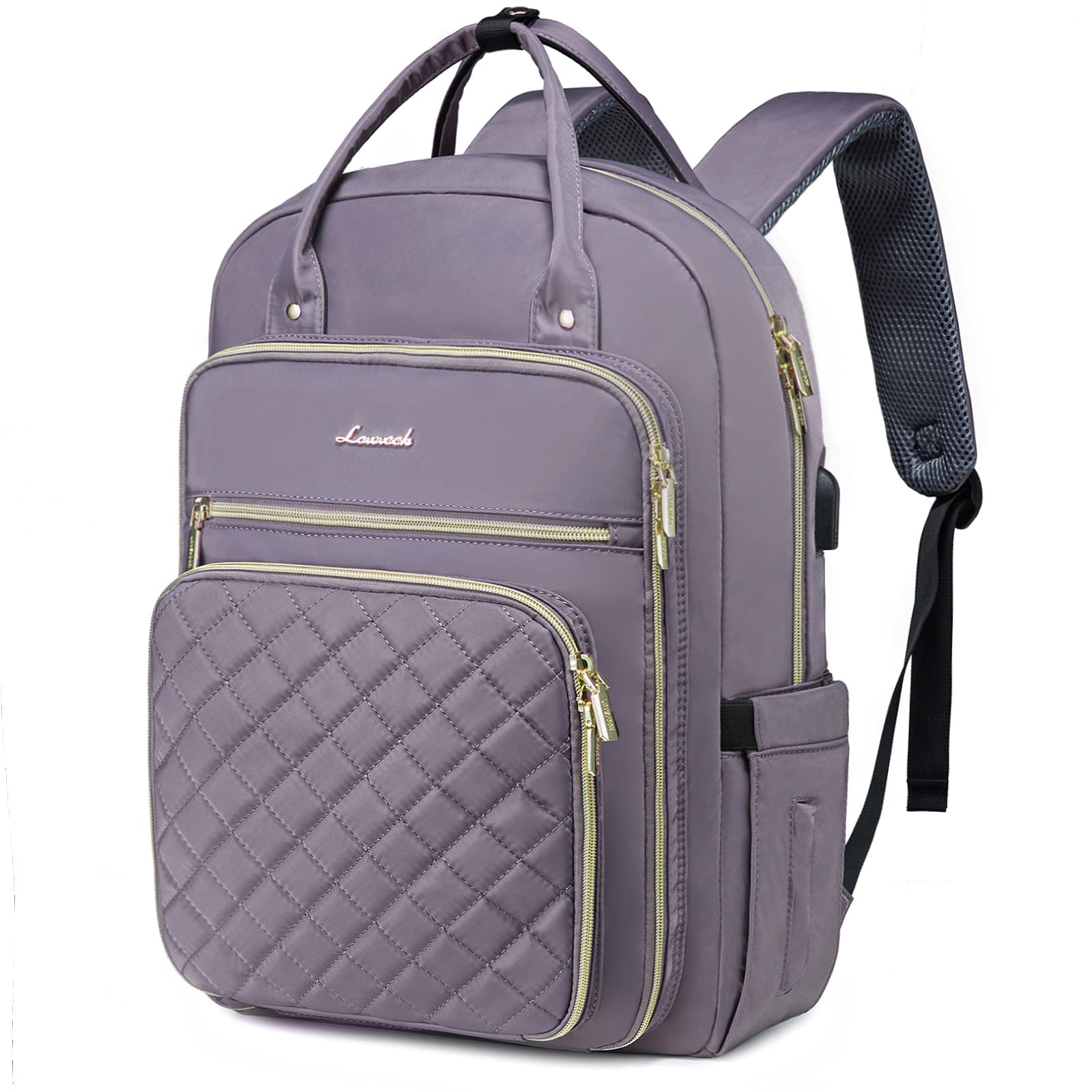 LOVEVOOK Laptop Backpack for Women, Water Resistant Travel Work Backpacks Purse College Business Teacher Nurse Computer bag with USB Charging Port
