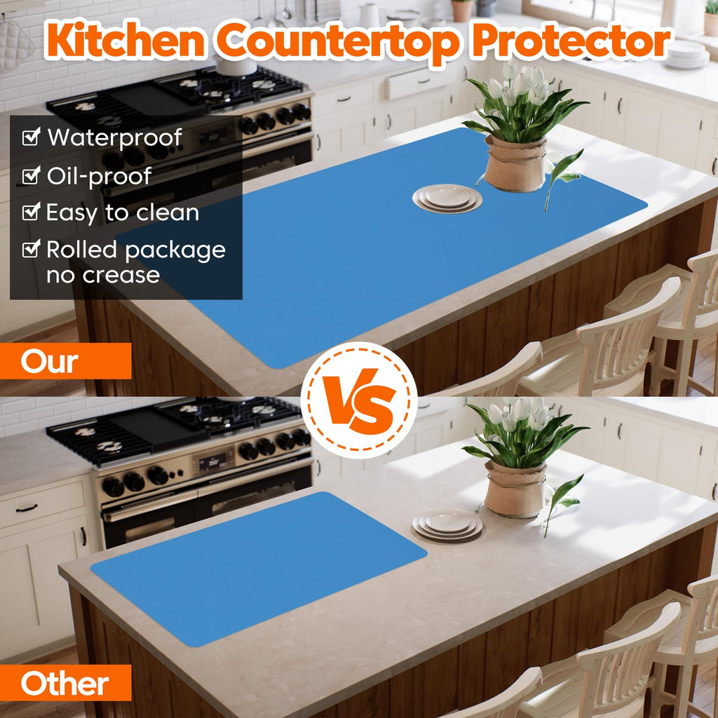 Large Silicone Mat, 72”x16” Heat Resistant Mats for Countertop, Cuttable Waterproof Kitchen Counter Mat, Multipurpose Countertop Protector Mat, Silicone Mats for Kitchen Counter (Black)