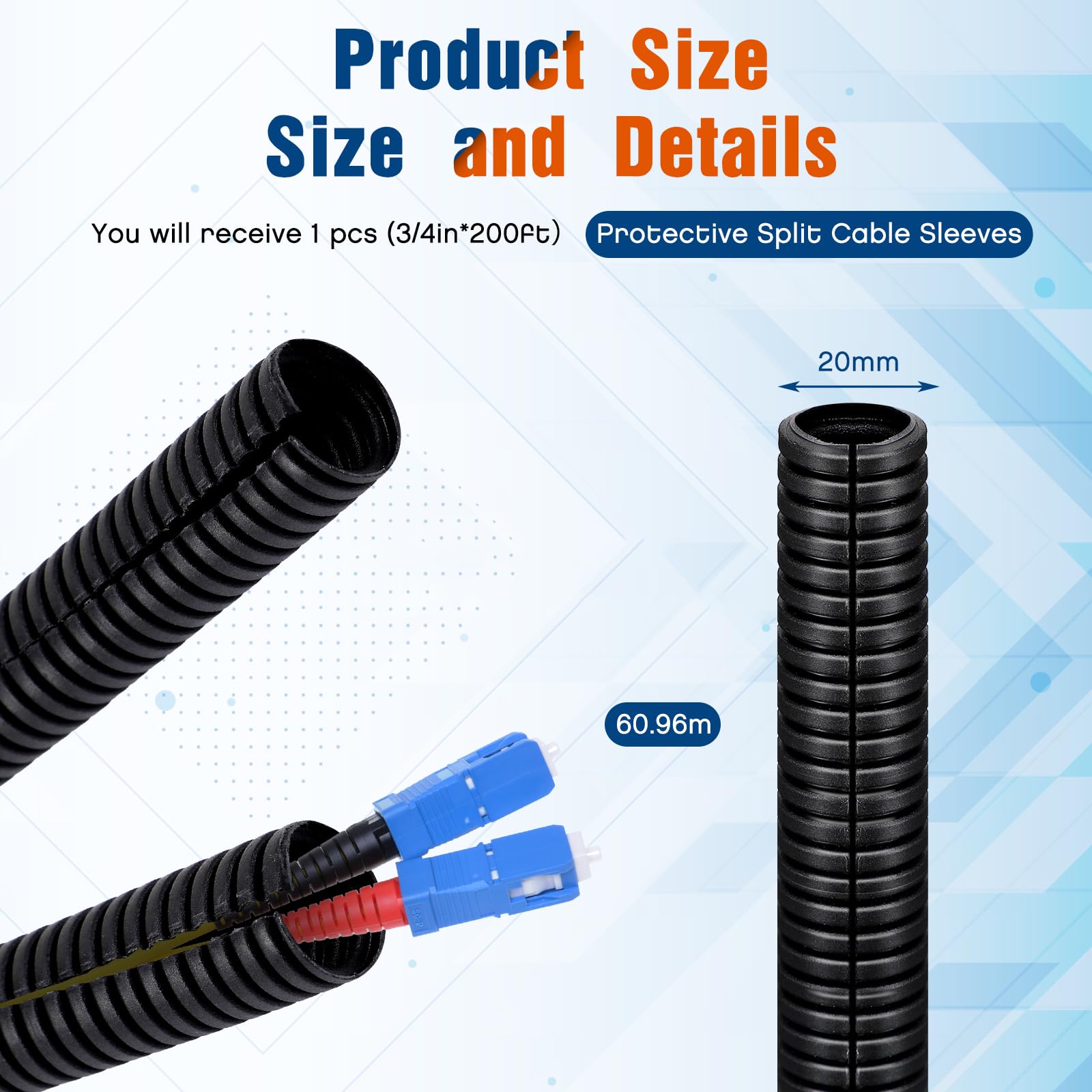 Sasylvia 1/2" x 300 ft Split Wire Loom Tubing Automotive Wire Loom Assortment Split Cable Sleeves Bulk Flexible Electrical Conduit Protective Kit