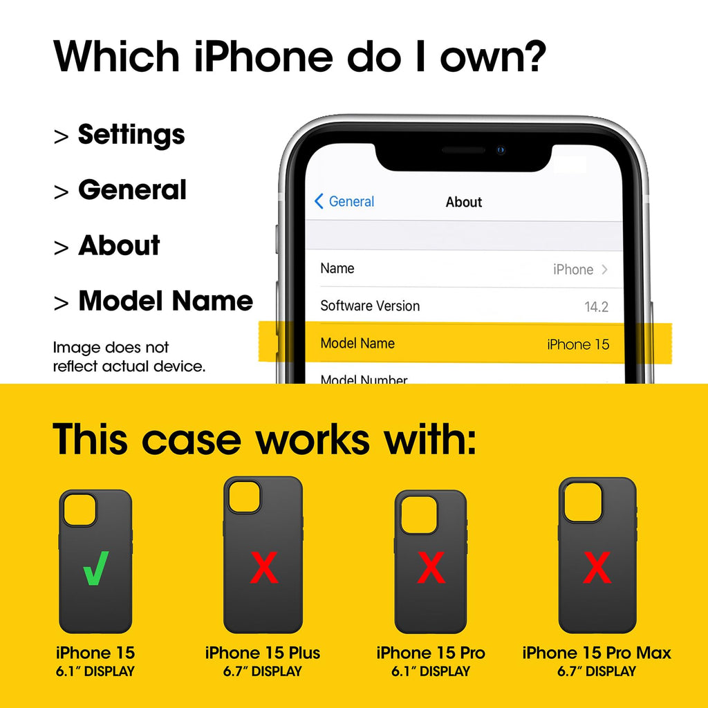 OtterBox iPhone 15 Symmetry Series Cactus Leather for MagSafe - Noir ASH (Black), Slim, Premium, Protective iPhone Case