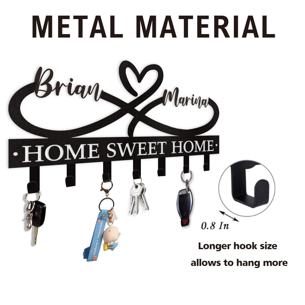 Dyoart Personalized Couple's Name Key Rack, Wall Mounted Metal Key Holder for Housewarming Gifts,ignent Bedding
