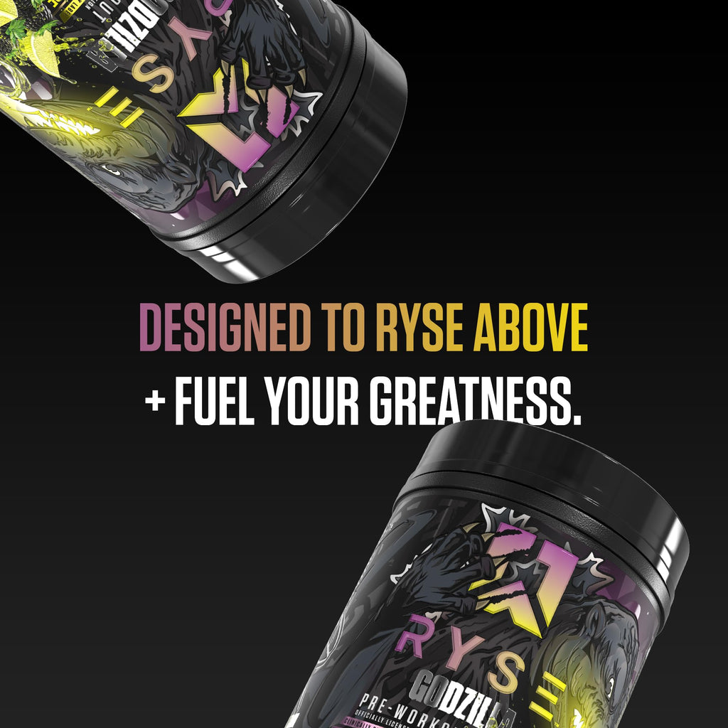 RYSE Godzilla X Noel Deyzel Pre Workout Powder - BlackBerry Lemonade - 400mg Caffeine, High Stim Pre-Workout for Men & Women with Citrulline & Beta Alanine - Energy, Pump & Focus - 20/40 Servings
