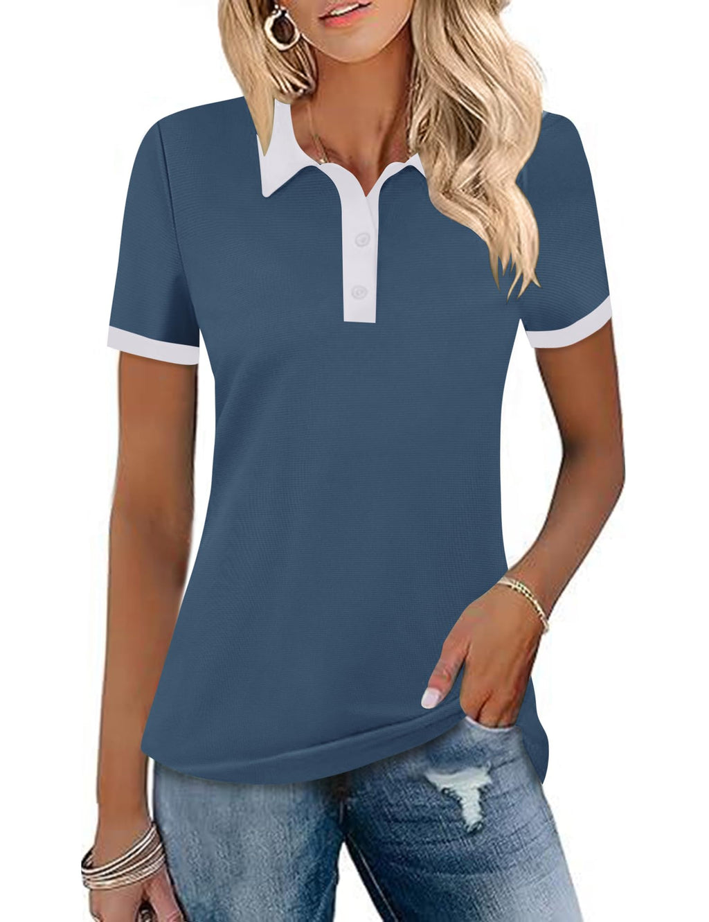 LOMON Womens Golf Polo Shirts Short Sleeve Collared Tops Lightweight Moisture Wicking Tennis Activewear S-XXL