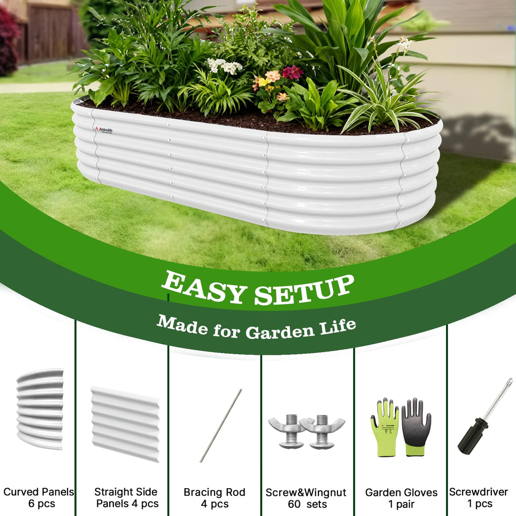 A ANLEOLIFE 2-Pack 3ft x 24” Tall Galvanized Raised Garden Beds Outdoor, Round Metal Planter Box for Planting Vegetables Flowers Herb, Anti-Rust & Easy-Setup, Quartz Grey