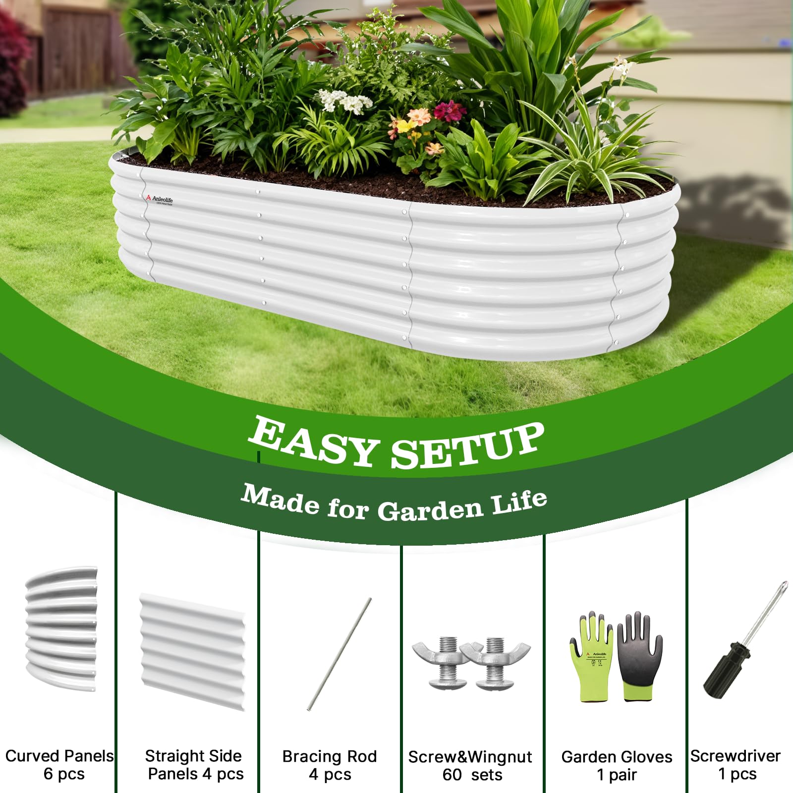 A ANLEOLIFE 2-Pack 3ft x 24” Tall Galvanized Raised Garden Beds Outdoor, Round Metal Planter Box for Planting Vegetables Flowers Herb, Anti-Rust & Easy-Setup, Quartz Grey