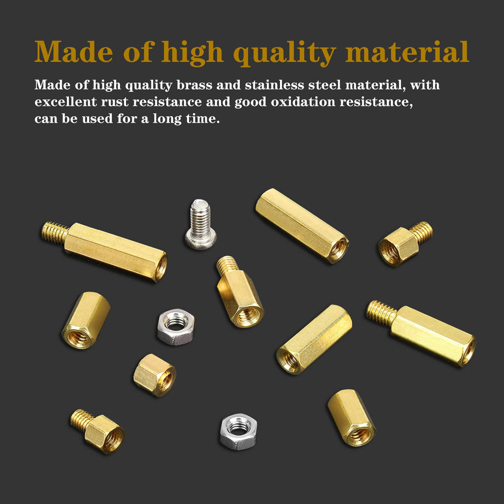 400Pcs M2 Motherboard Standoffs&Screws&Nuts Kit, Hex Male-Female Brass Spacer Standoffs, Laptop Screws for DIY Computer Build, Electronic Projects, Raspberry Pi, Circuit Board etc.