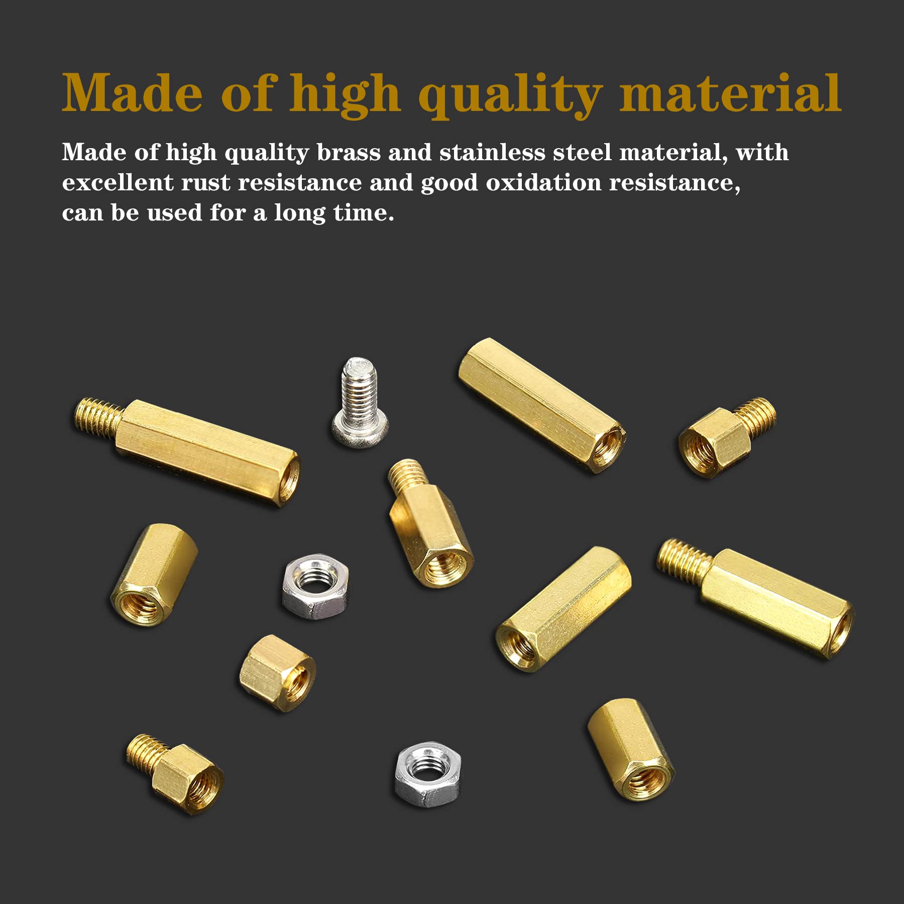 400Pcs M2 Motherboard Standoffs&Screws&Nuts Kit, Hex Male-Female Brass Spacer Standoffs, Laptop Screws for DIY Computer Build, Electronic Projects, Raspberry Pi, Circuit Board etc.