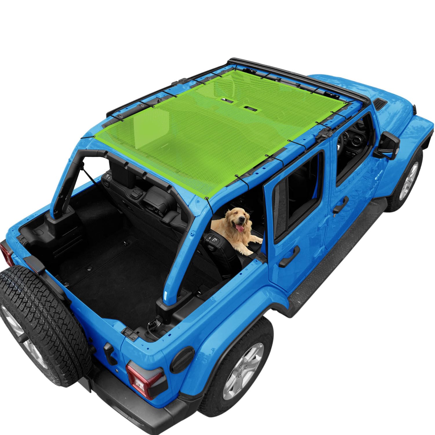 JT Top Sun Shade Roof Compatible with Jeep Gladiator 4 Door 2018 to 2023 Sunshade Sunroof Bikini Cover Blocks UV Wind Noise Black Mesh for Front and Rear 2 pcs