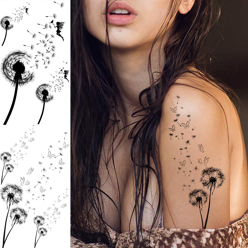 EGMBGM 52 Sheets Tiny Small Temporary Tattoos For Kids Boys Girls, Tribal Animals Butterfly Anchor Compass Tattoo Stickers For Men Women, 3D Cute Flower Fake Face Tatoo Kits Sets For Neck Arm Hands