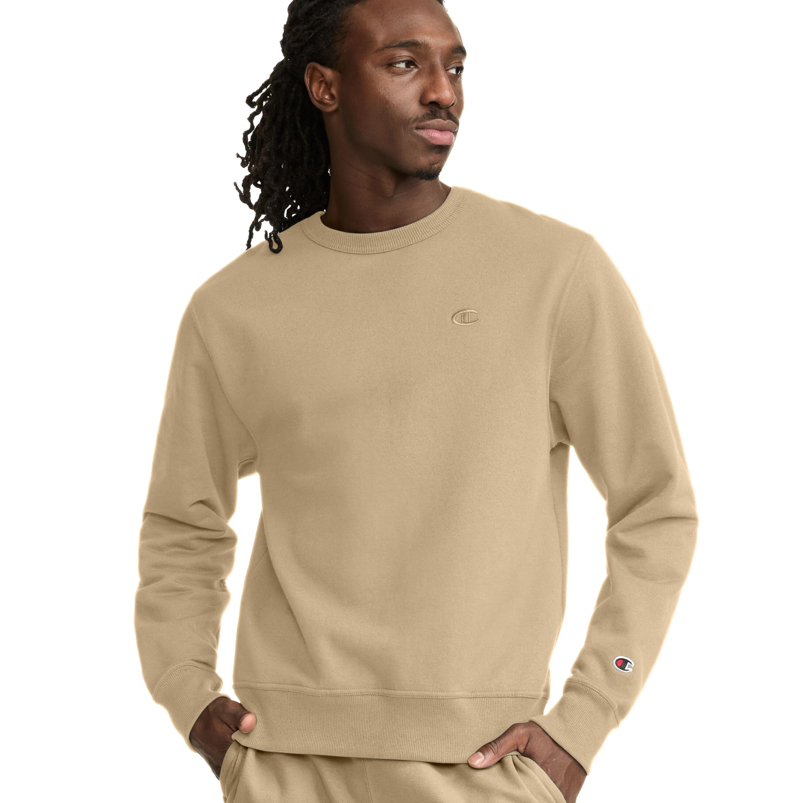 Champion Men's Men's Crewneck Fleece Sweatshirt, Standard Fit, Midweight, C Logo, Available in Regular and Big & Tall