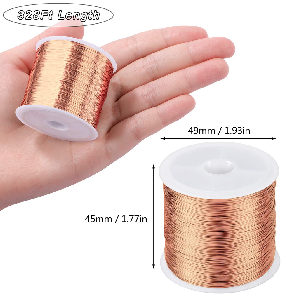 MIKIMIQI Jewelry Wire - 328Ft, 26 Gauge, Tarnish Resistant, Copper, 0.4mm X 100m (Gold)