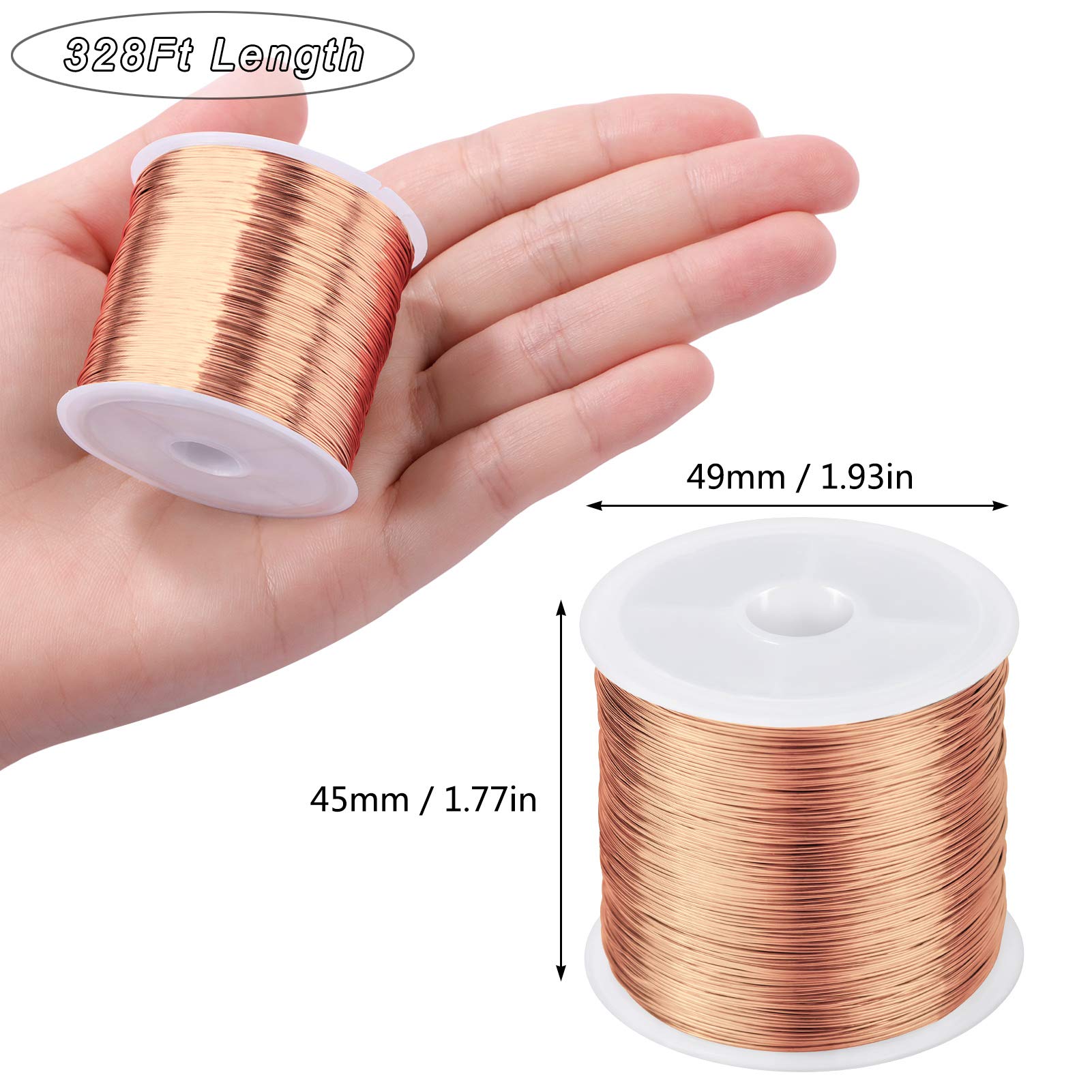 MIKIMIQI Jewelry Wire - 328Ft, 26 Gauge, Tarnish Resistant, Copper, 0.4mm X 100m (Gold)