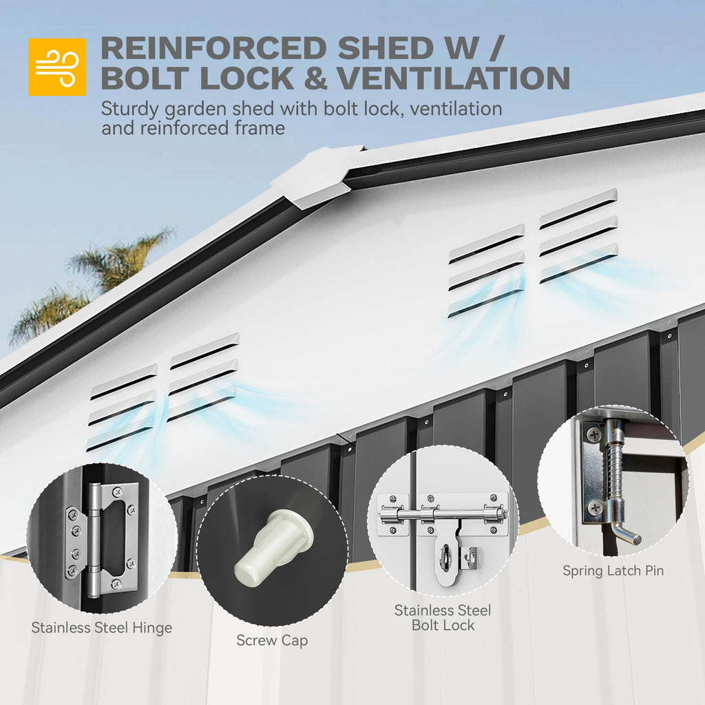 DWVO 6x4ft Outdoor Storage Shed, Lockable Metal Tool Storage Sheds, Waterproof Garden Sheds with Vents for Backyard, Patio, Garage, Lawn, Dark Gray