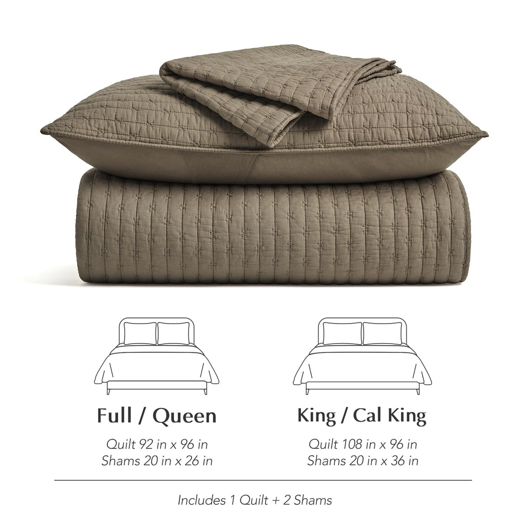 EVERGRACE Cotton Border Frame Tack-Stitch Quilt Bedding Set Queen Size, Coastal Oversized 3 Pieces Lightweight Bedspread Coverlet for All Season, with 2 Matching Shams, Blue Linen