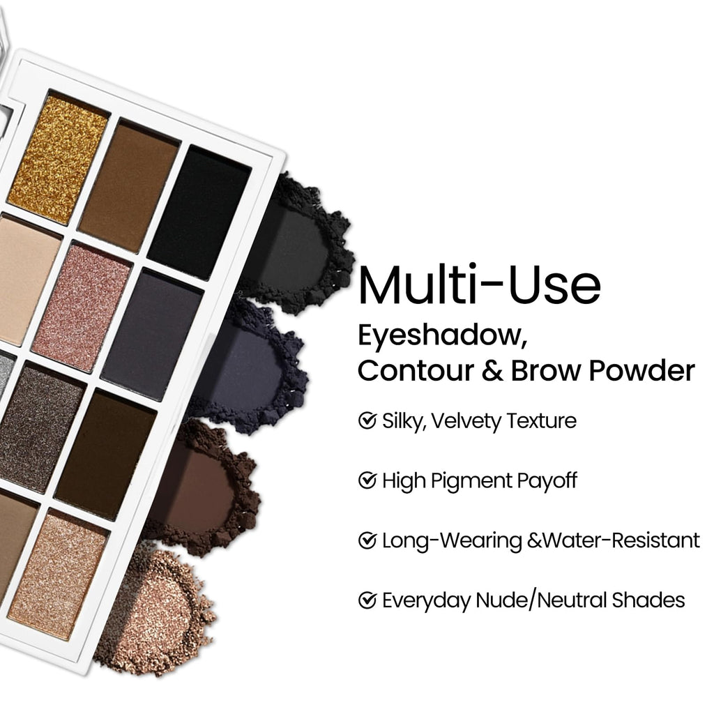 Erinde 10 Colors Eyeshadow Palette Makeup - Matte Shimmer Glitter Eye Shadow Korean Makeup, Ultra-Blendable, High Pigmented, Natural-Looking, Peach Brown Eyeshadow Pallet with Brush, Peach Color