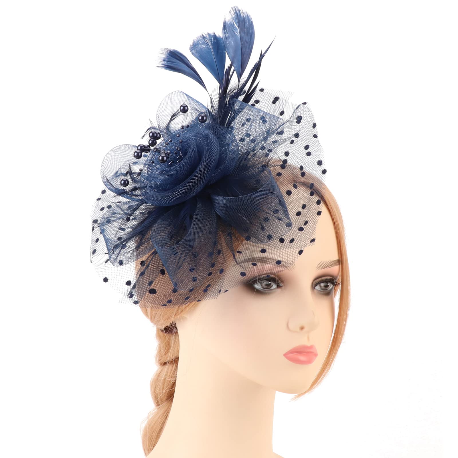 AQOKKA Women Fascinators Hats Flower Fascinators with Headband and Clip Tea Party Headwear for Women and Girls