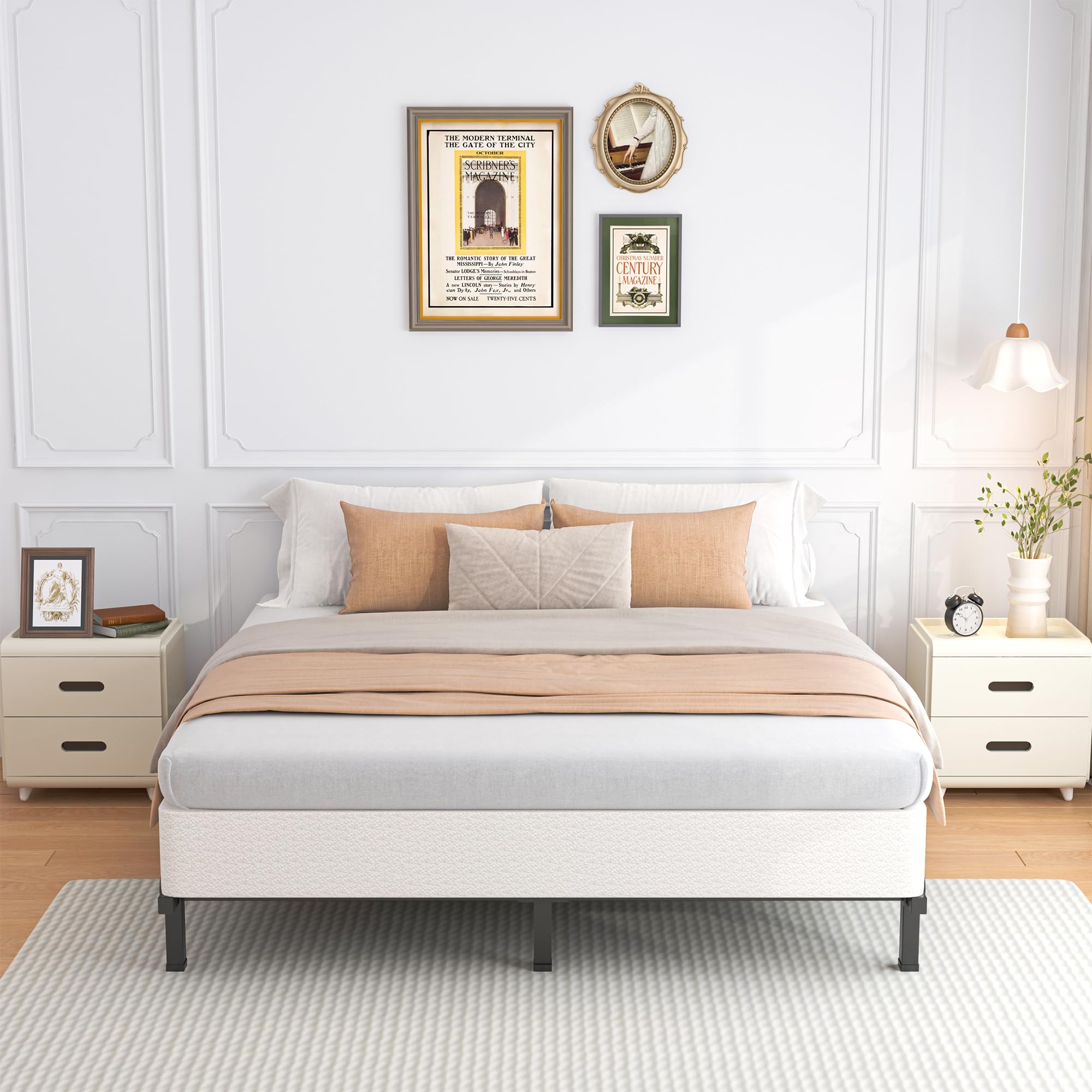 ROIL 10 Inch Twin Box Spring, Heavy Duty Metal Box Spring Mattress Foundation with Fabric Cover, 3500lbs Max Weight Capacity, Easy Assembly, Noise Free, Non-Slip
