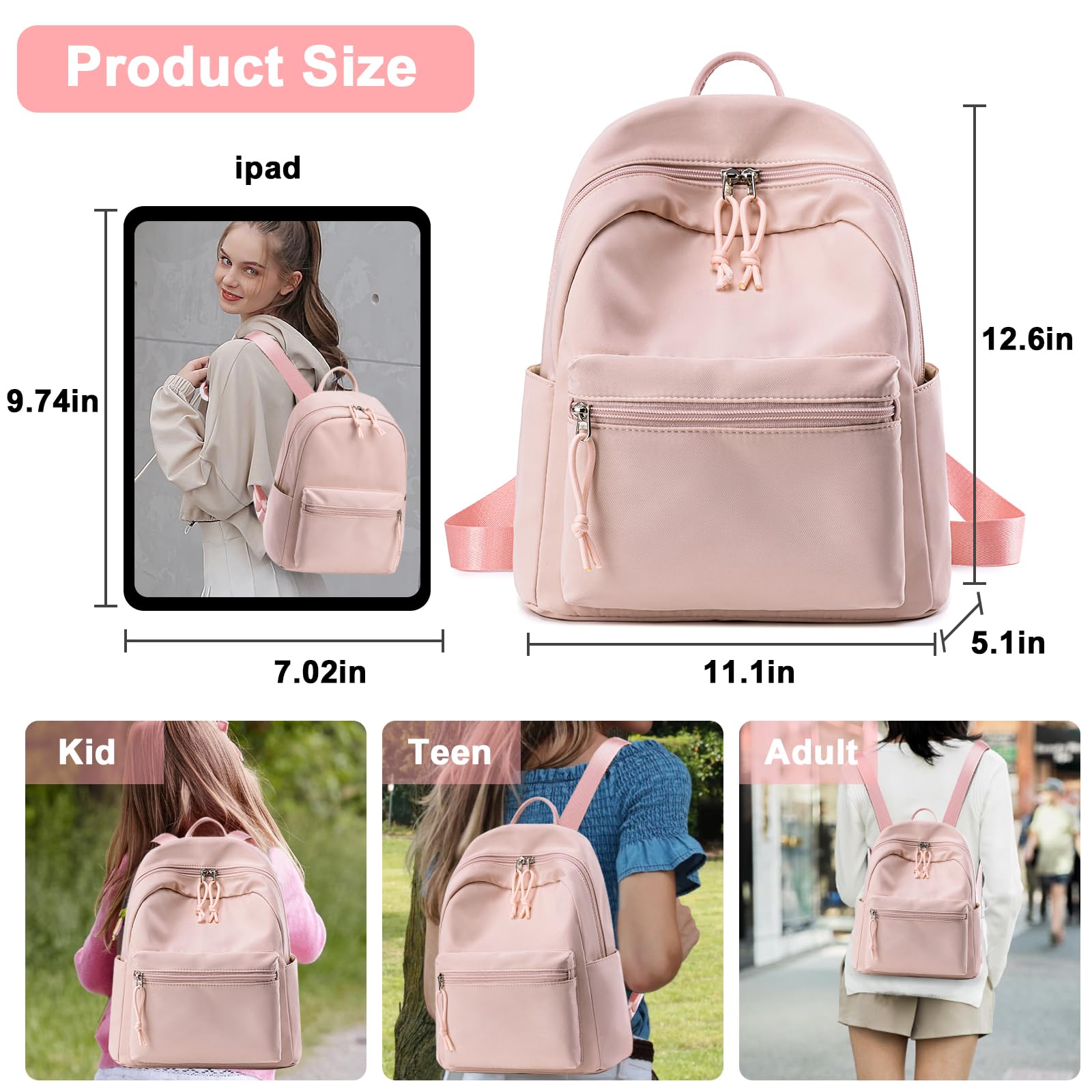 BTOOP Mini Backpack Women Girls Water-resistant Small Backpack Purse Shoulder Bag for Womens Adult Kids School Travel