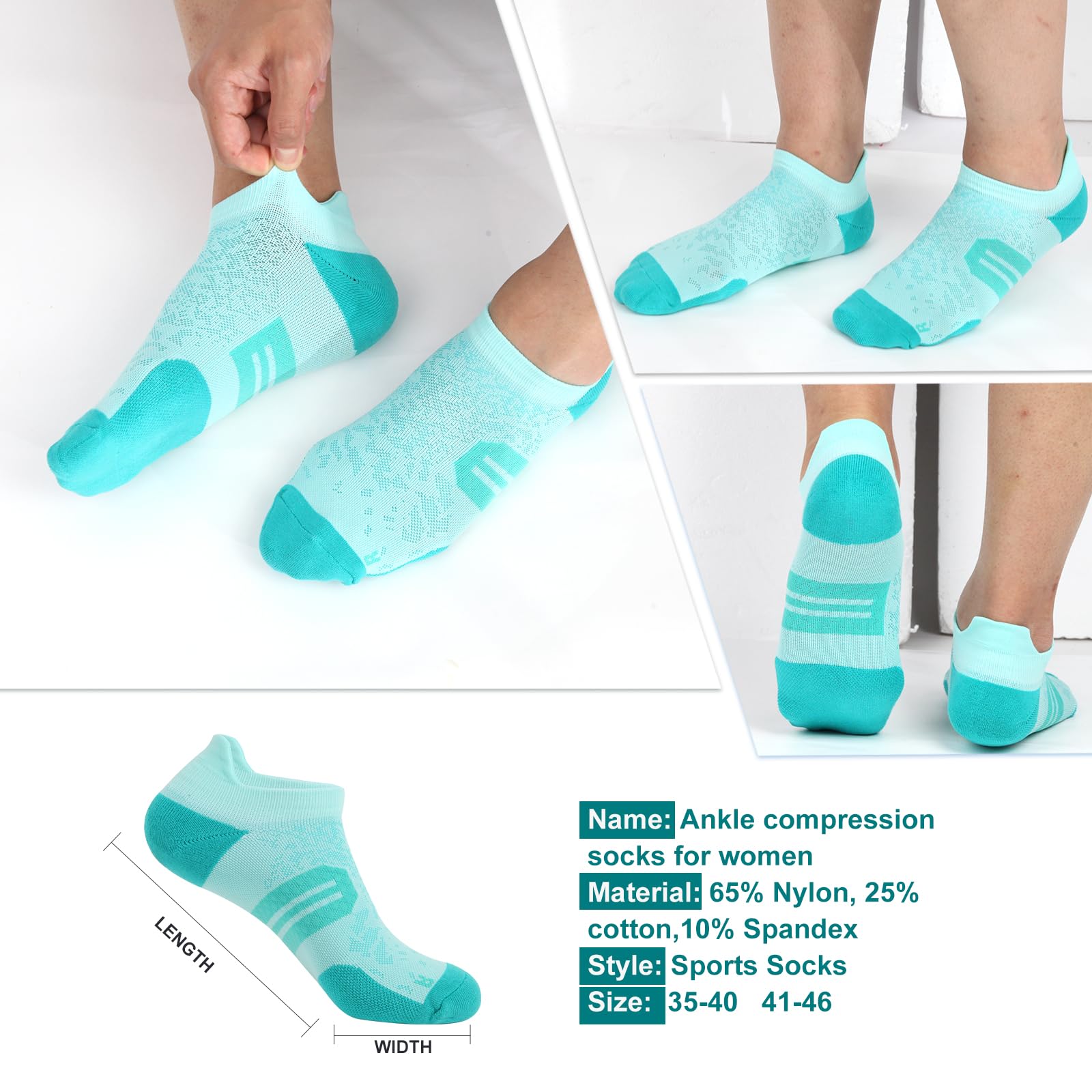 BUDERMMY Womens Ankle Compression Socks with Arch Support Athletic Low cut Running Socks for Women Workout Cushion 5 Pairs
