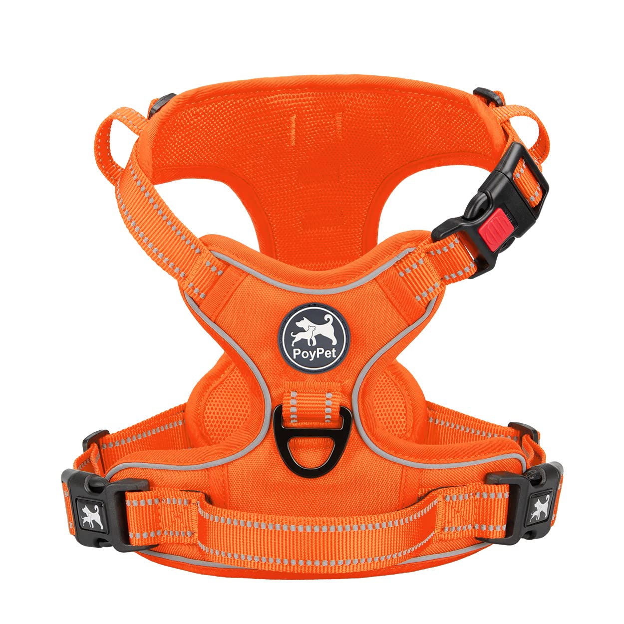 PoyPet No Pull Dog Harness, No Choke Front Lead Dog Reflective Harness, Adjustable Soft Padded Pet Vest with Easy Control Handle for Small to Large Dogs(Black,XS)