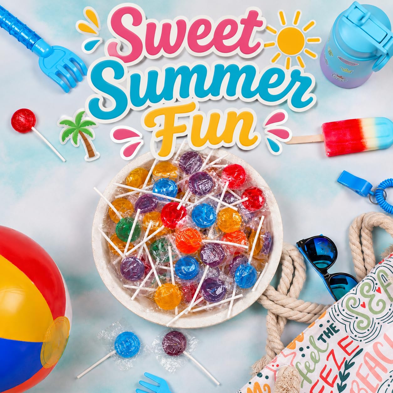 A Great Surprise Classic Lollipops - 3 Pounds - Individually Wrapped Candies - Flat Round Bulk Suckers For Kids, Doctors Office, Schools, Banks