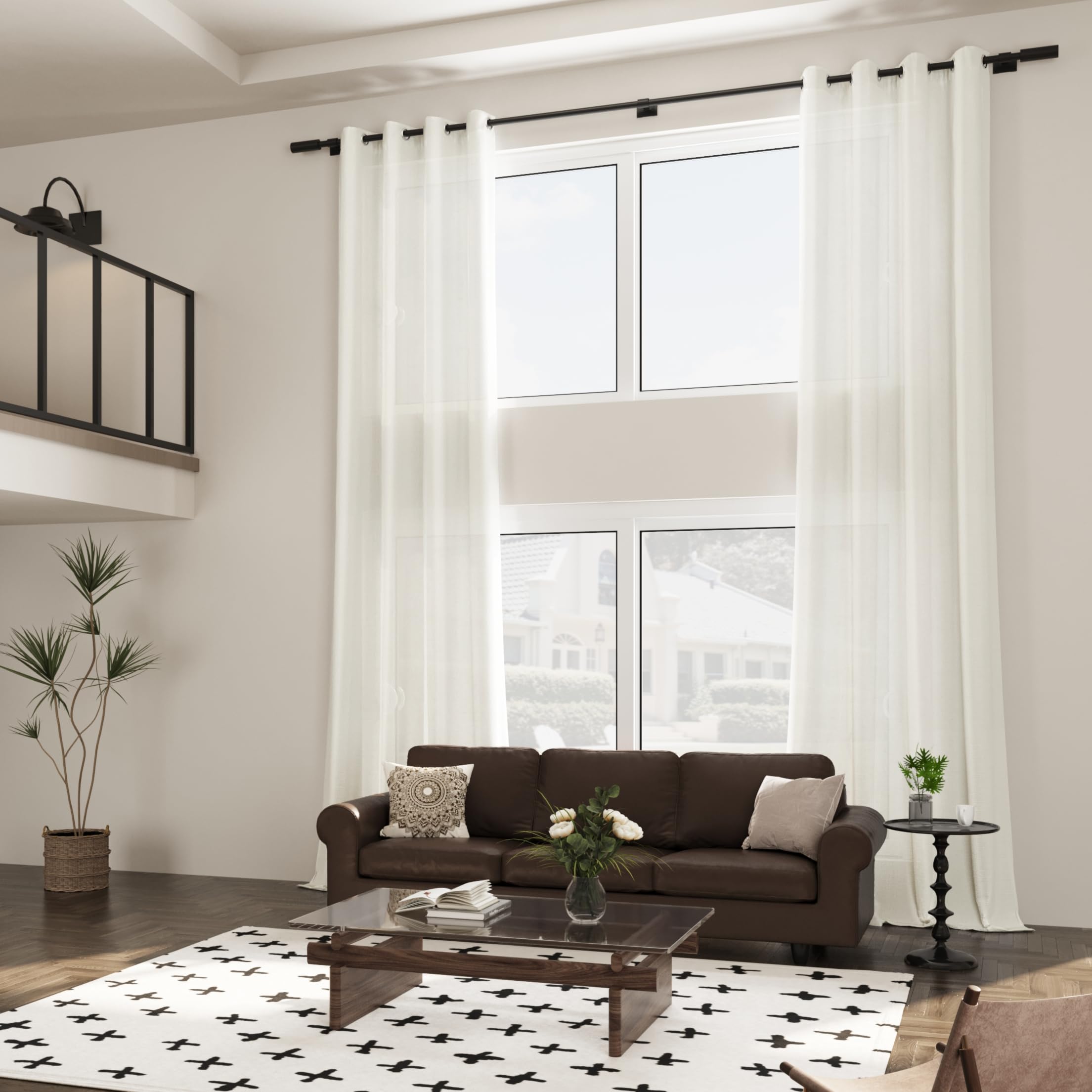 Aersas Black Bedroom Linen Curtains 63 Inch Length 2 Panel Privacy Energy Efficient Semi Sheer Black Linen Drapes for Living Room Modern Farmhouse Grommet Window Curtain for Nursery Office 52x63