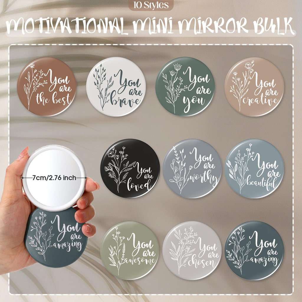 Vercraft 20 Pcs Employee Appreciation Gift for Women Inspirational Canvas Makeup Bag Portable Compact Mirror Bulk Cosmetic Bag Thank You Party Favor for Women Coworker Nurse (Bohemian,Boho)