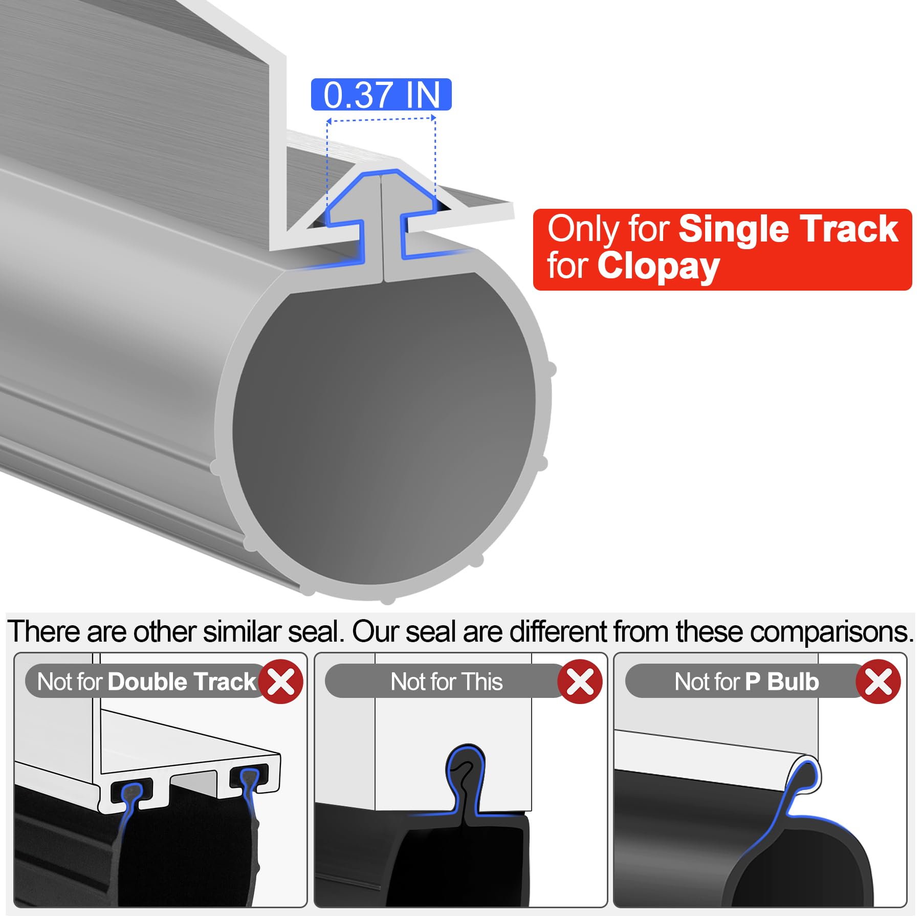 ToLanbbt 8.2FT Garage Door Seals Bottom Rubber 0.19" P Bulb Bottom Weather Seal, Weatherproof Replacement Weather Stripping Compatible with Overhead Door (8.2 FT, Gray)