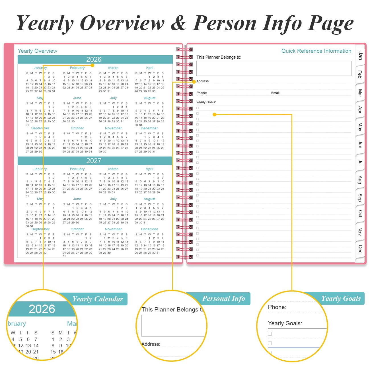 2026-2027 Daily & Monthly Planner - One Page Per Day, Daily Planner from July 2026 to June 2027, Planner 2026-2027 with 12 Monthly Tabs, 6.4" x 8.5", Black