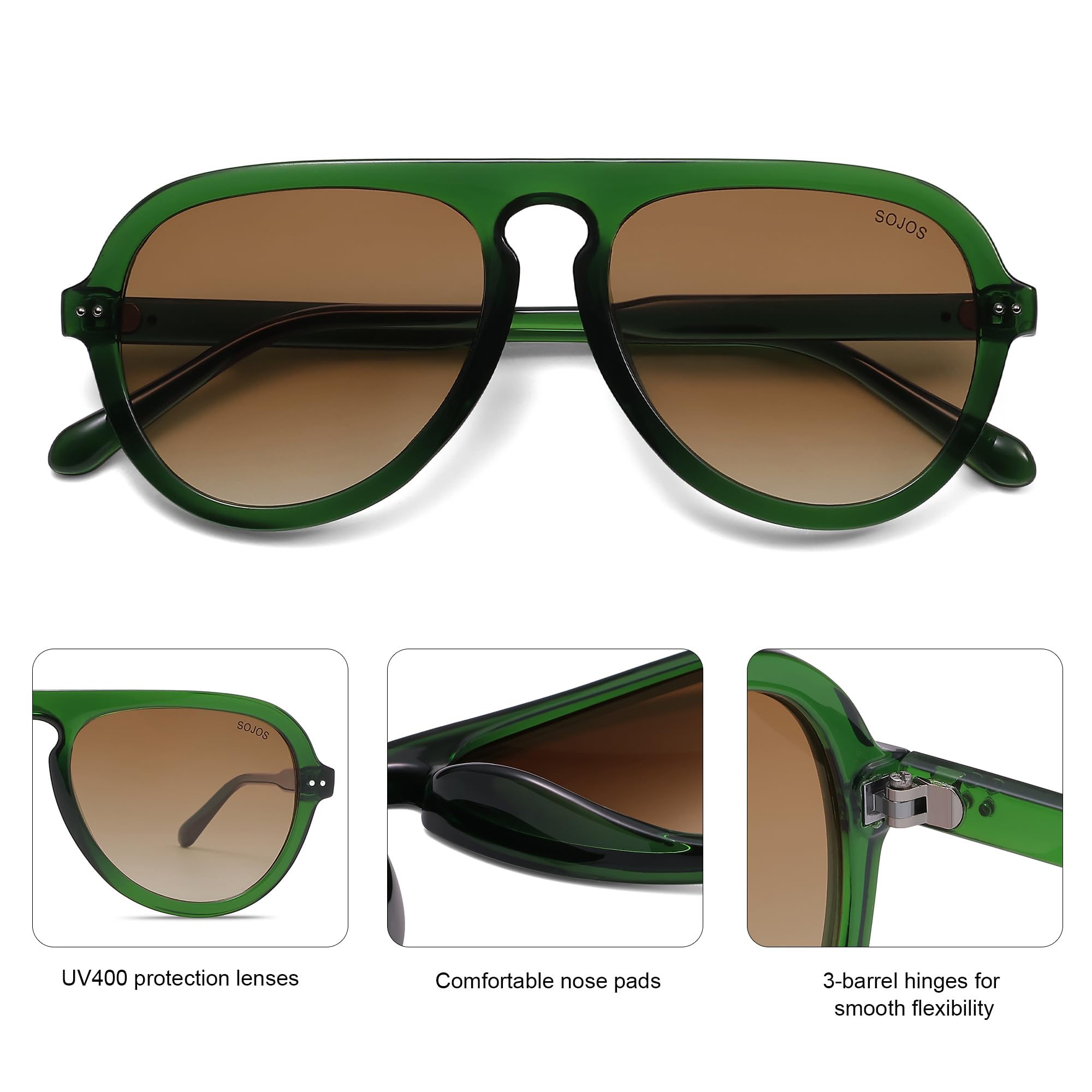 SOJOS Retro Aviator Sunglasses Womens Mens Vintage Plastic Frame Shades Lentes De Sol Para Mujer SJ2255
