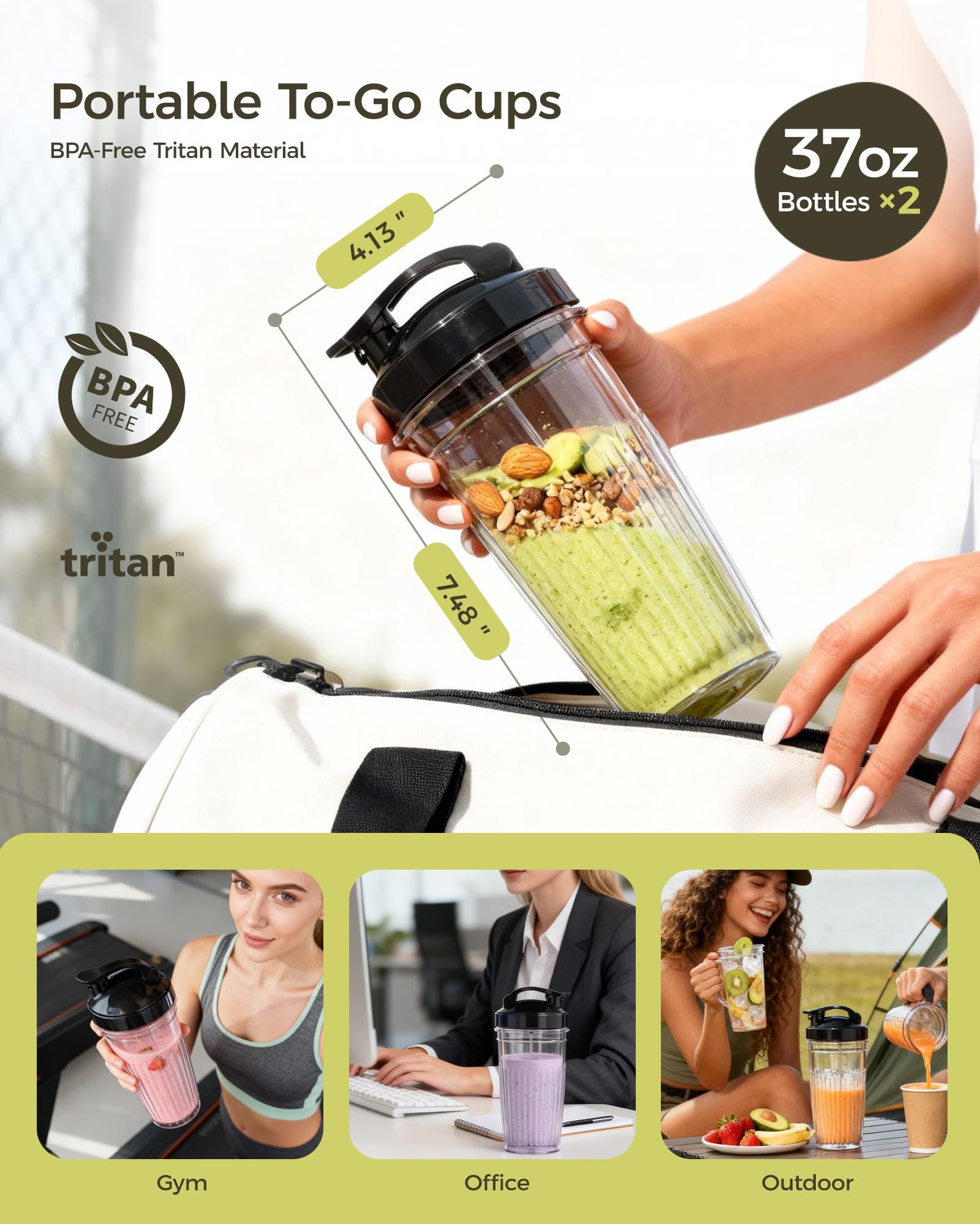 iCucina Smoothie Blender, Personal Blender for Shakes and Smoothies, 700W Pulse Technology Single Serve Blenders with 2 x 28oz Protable Cups for Ice Crush, Frozen Fruit Drinks